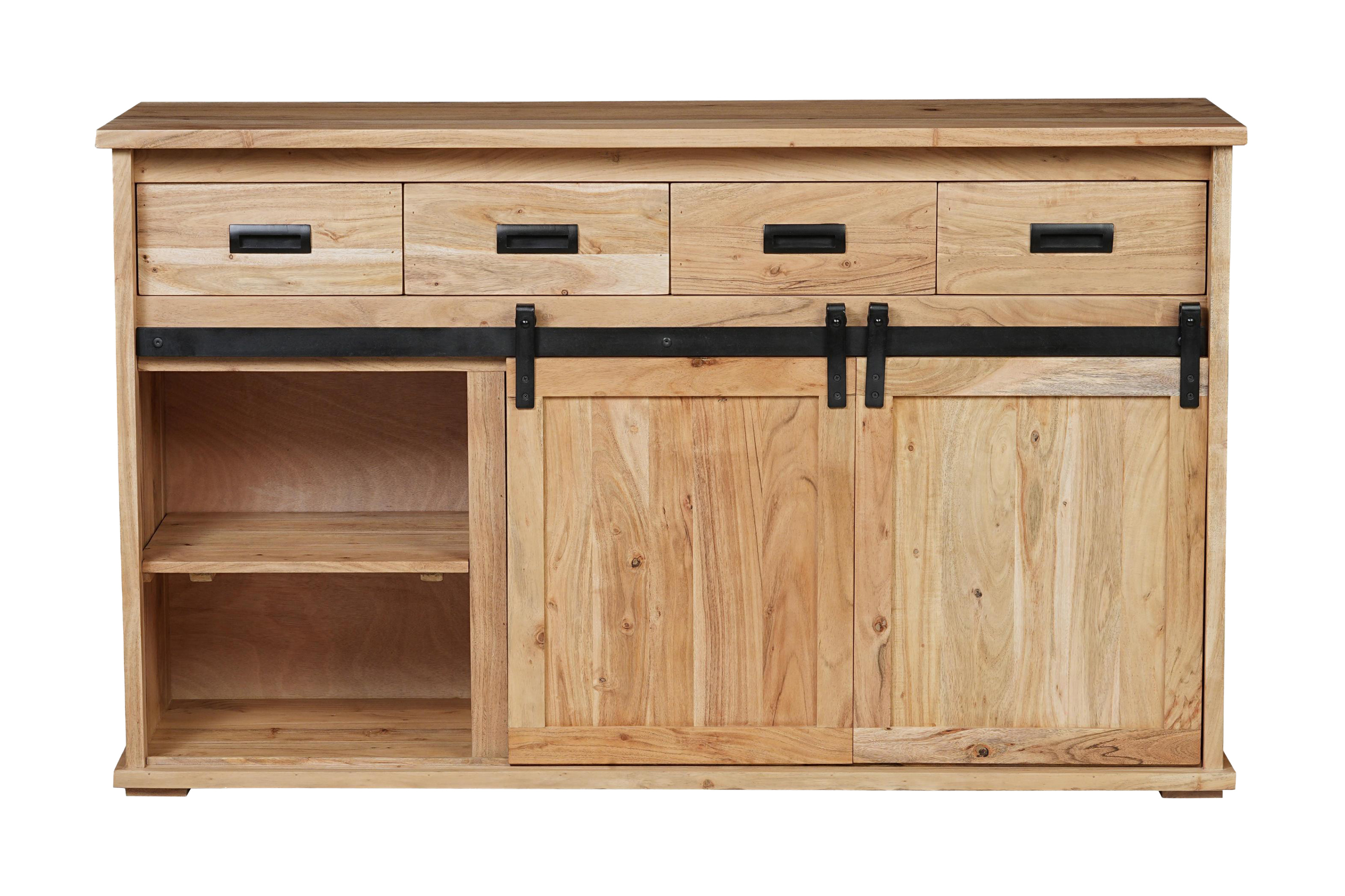 Sideboard 150 x 45 x 90 cm Akazienholz massiv naturfarben ohne Baumkante LIAN 2