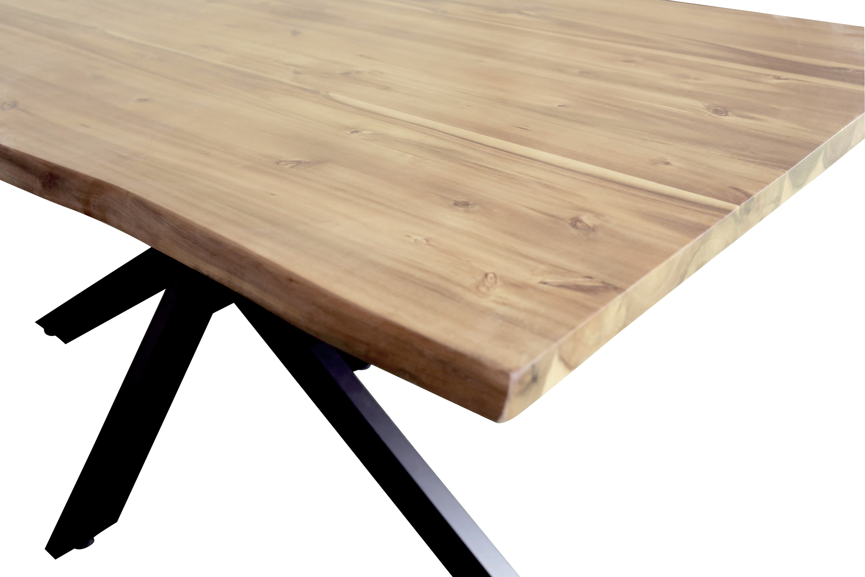 Esstisch Baumkante Akazie naturfarben 160 x 85 cm Spider-Gestell schwarz HARLEY