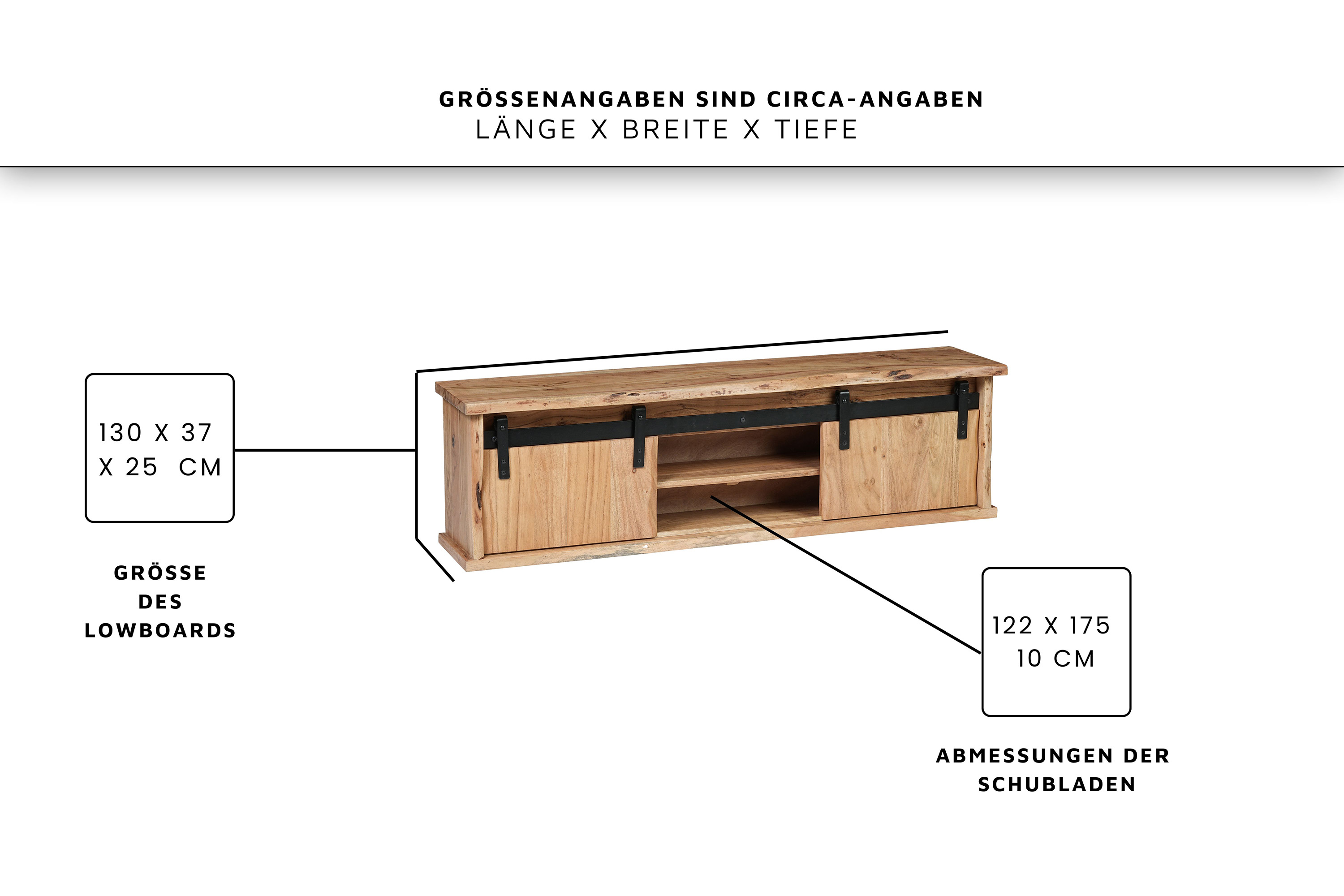 Regal Wandboard Baumkante 130 x 25 x 37 cm Akazienholz massiv naturfarben LIAN I