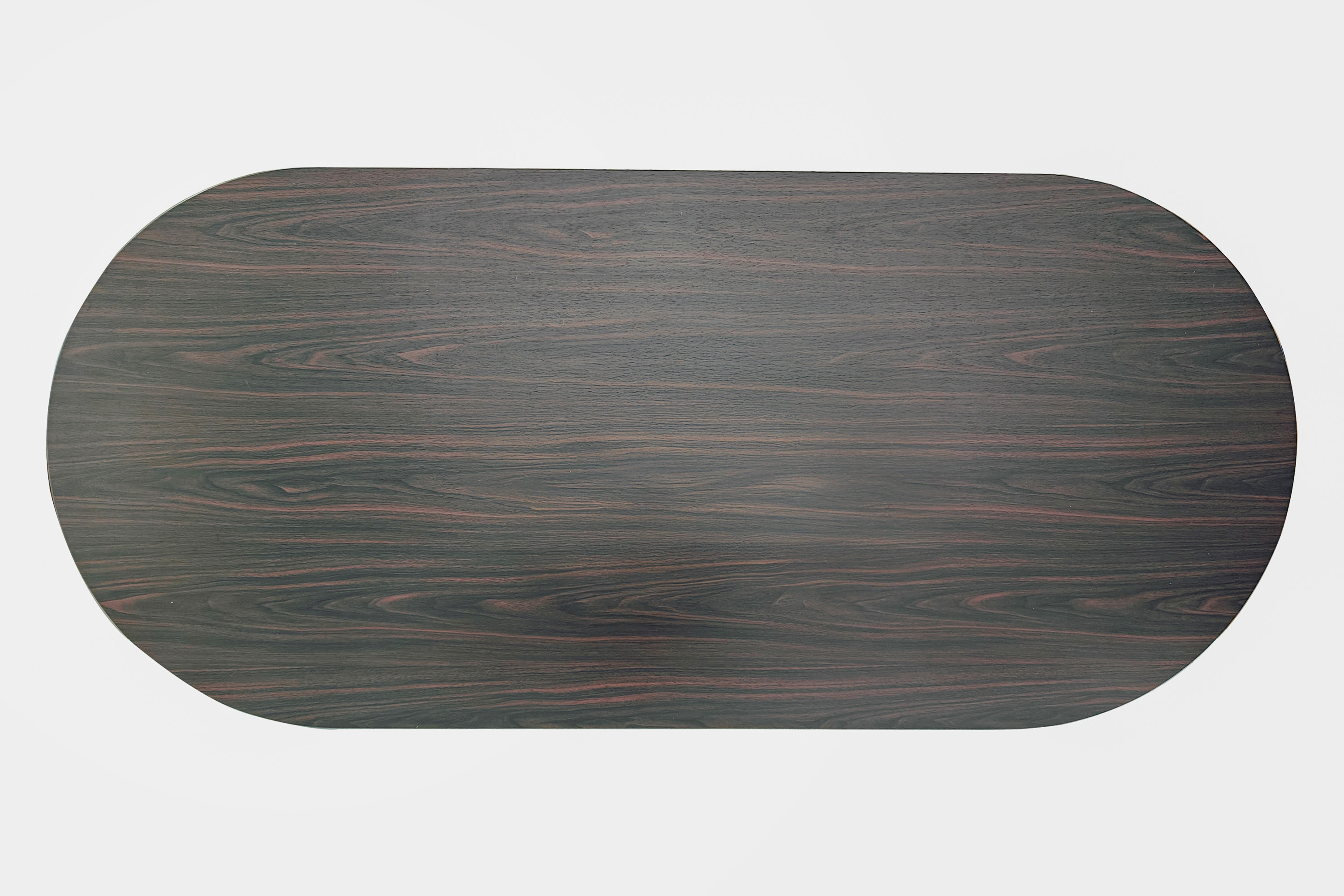 Esstisch 204 x 90 cm Holz Walnuss-Optik gerade Kante oval V-Gestell OVI