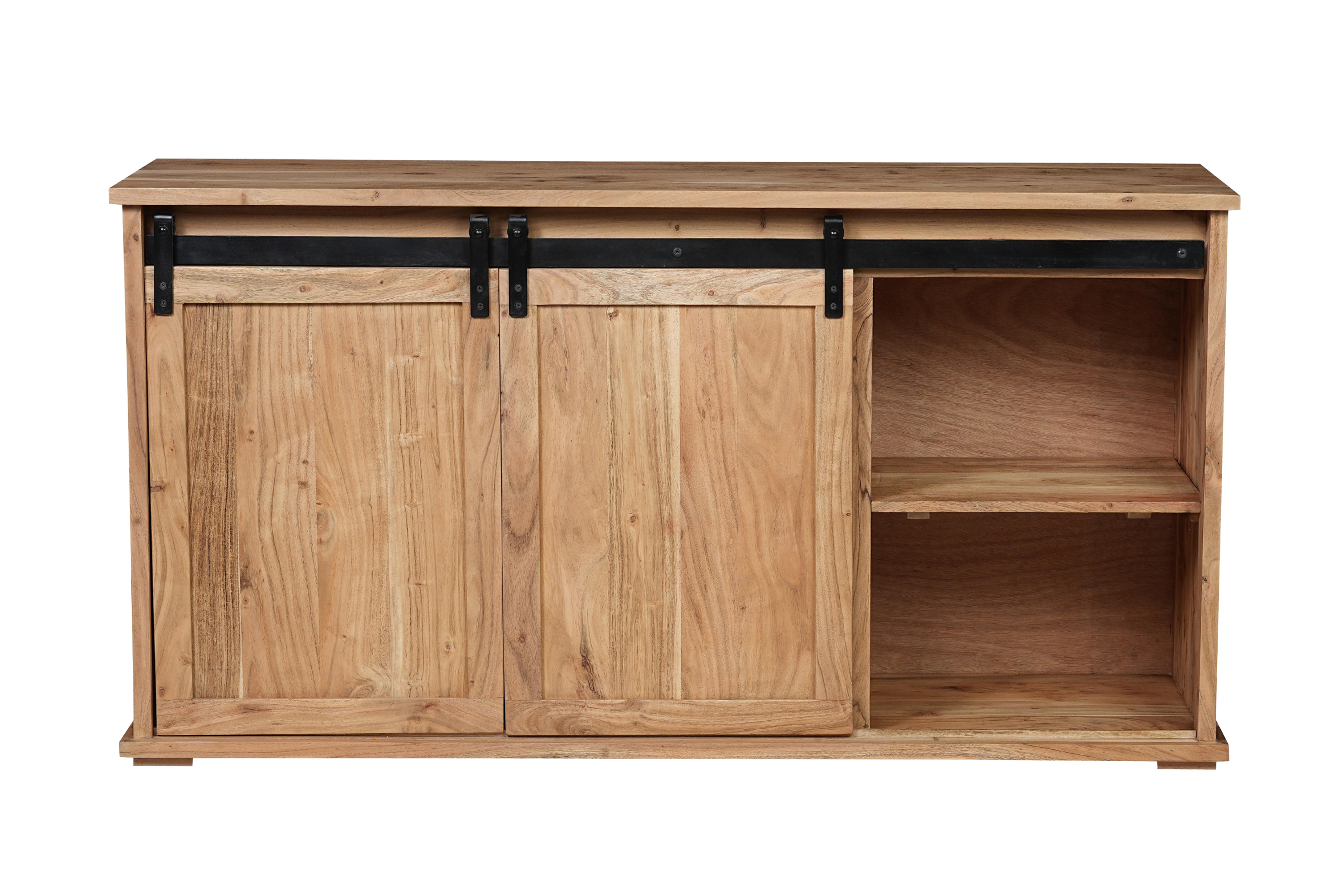 Sideboard 150 x 45 x 80 cm Akazienholz massiv naturfarben ohne Baumkante LIAN 1