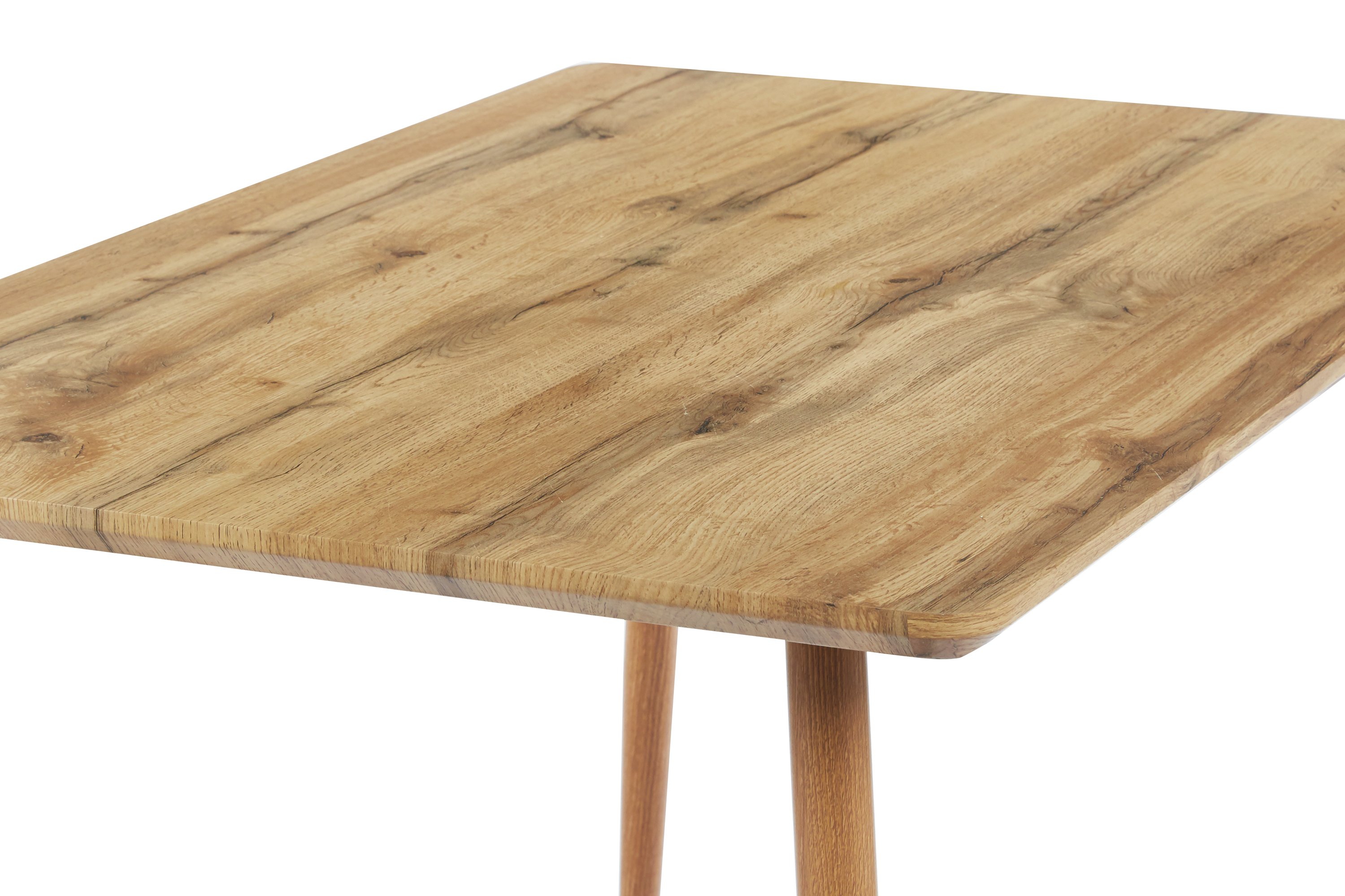 Esstisch Schweizer Kante Holz Wildeiche-Optik 115 x 75 4-Fuß-Gestell Metall eiche TRONDHEIM