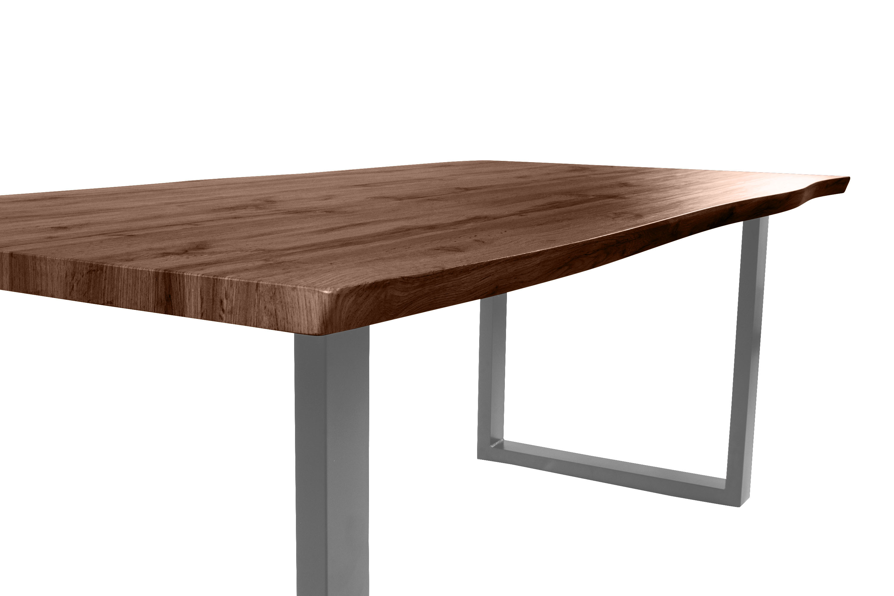 Esstisch Baumkante Holz-Optik Nussbaum 200 x 100 U-Gestell silber JOSY