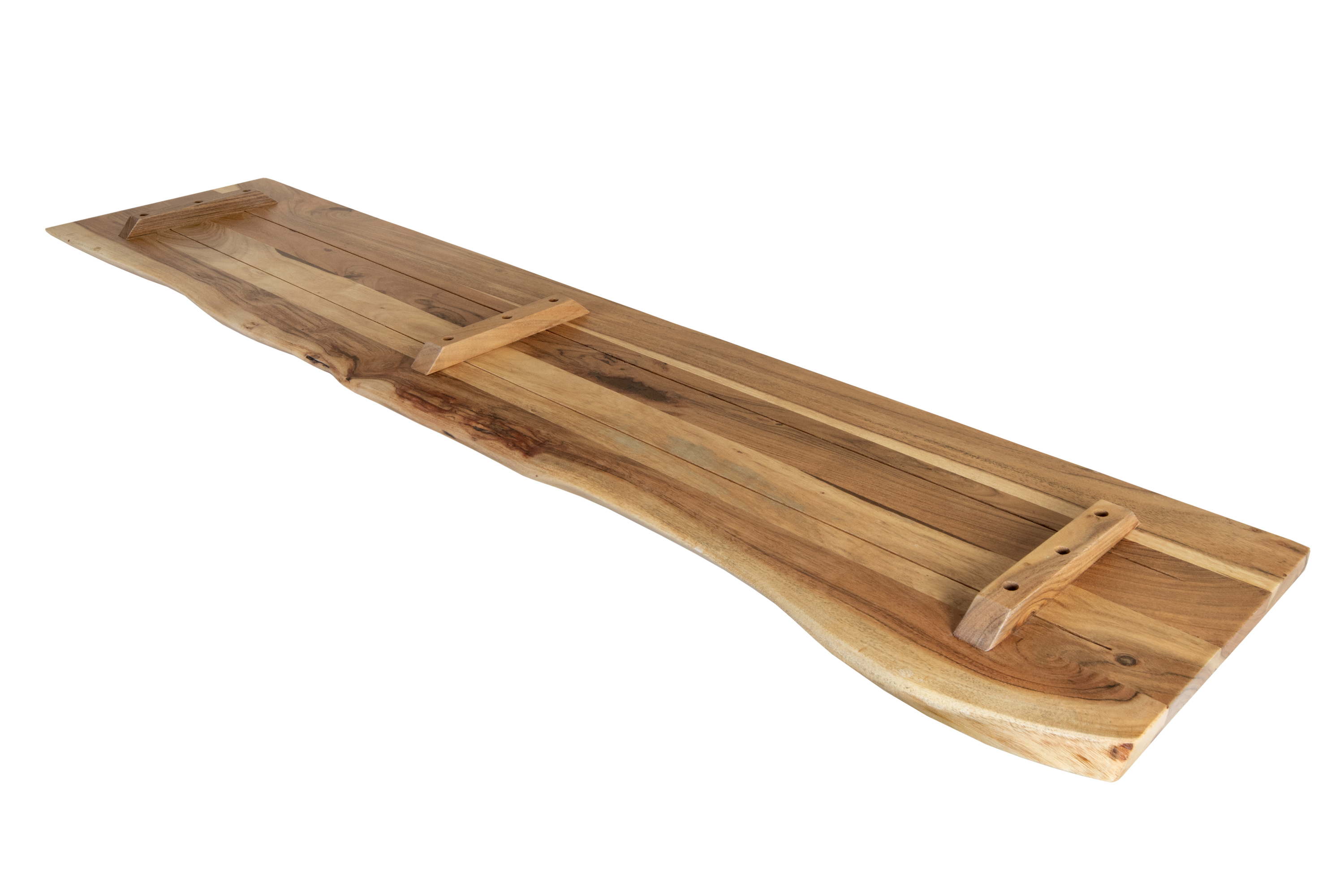 Holzplatte Arya mit echter Baumkante (einseitig), 130 x 30 cm, Akazienholz naturfarben, massiv & lackiert