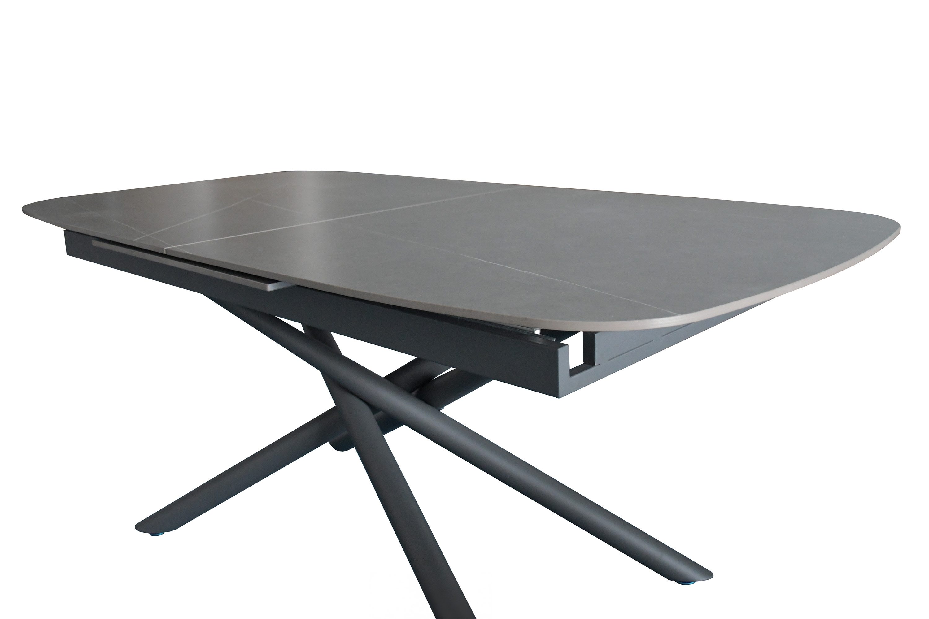 Esstisch Keramik 180 (240) x 90 mit ausziehbar grau Mikado-Gestell MELODIE