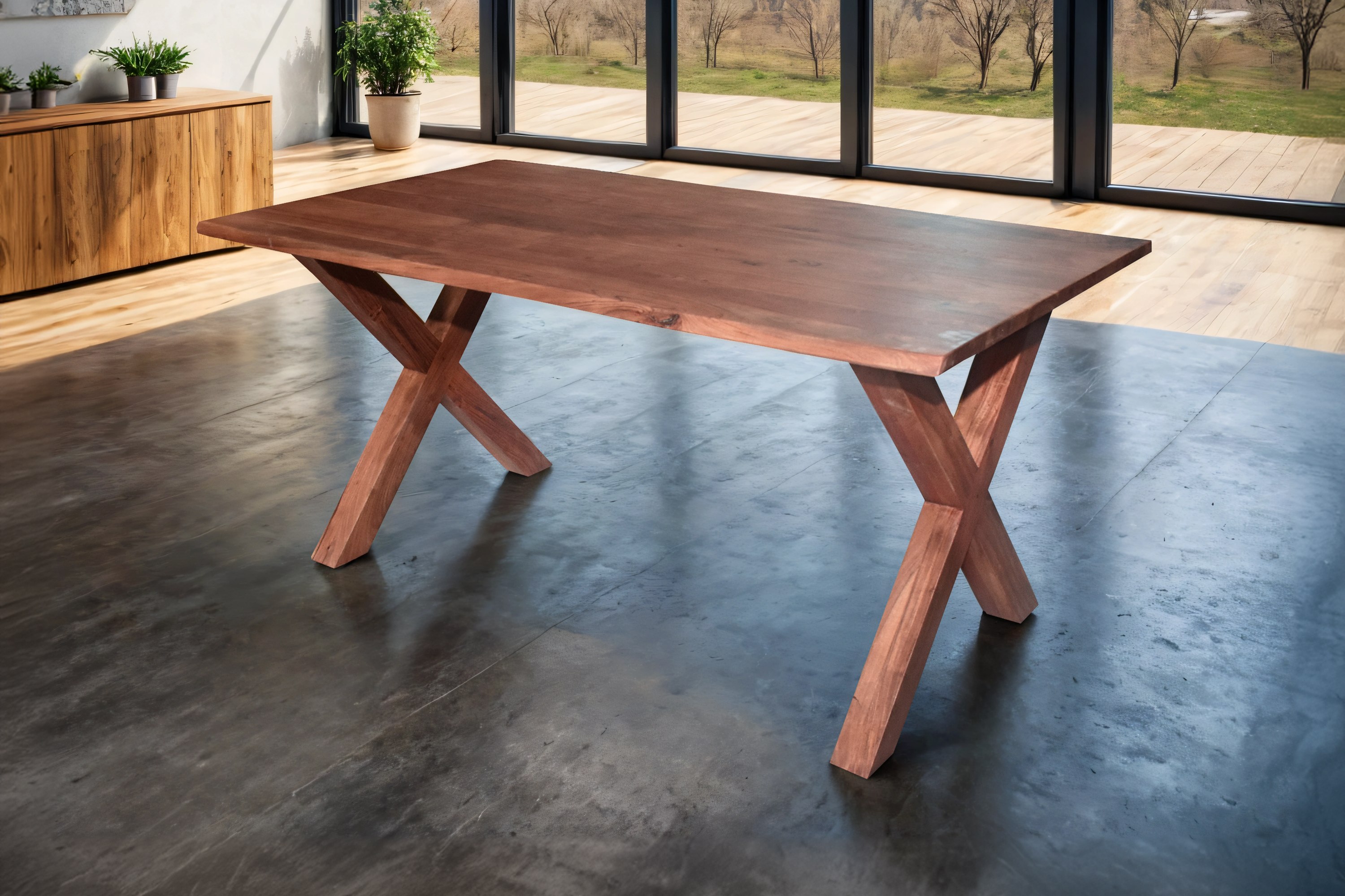 Esstisch Akazie nussbaumfarben 140 x 80 cm X-Holzgestell MURCIA