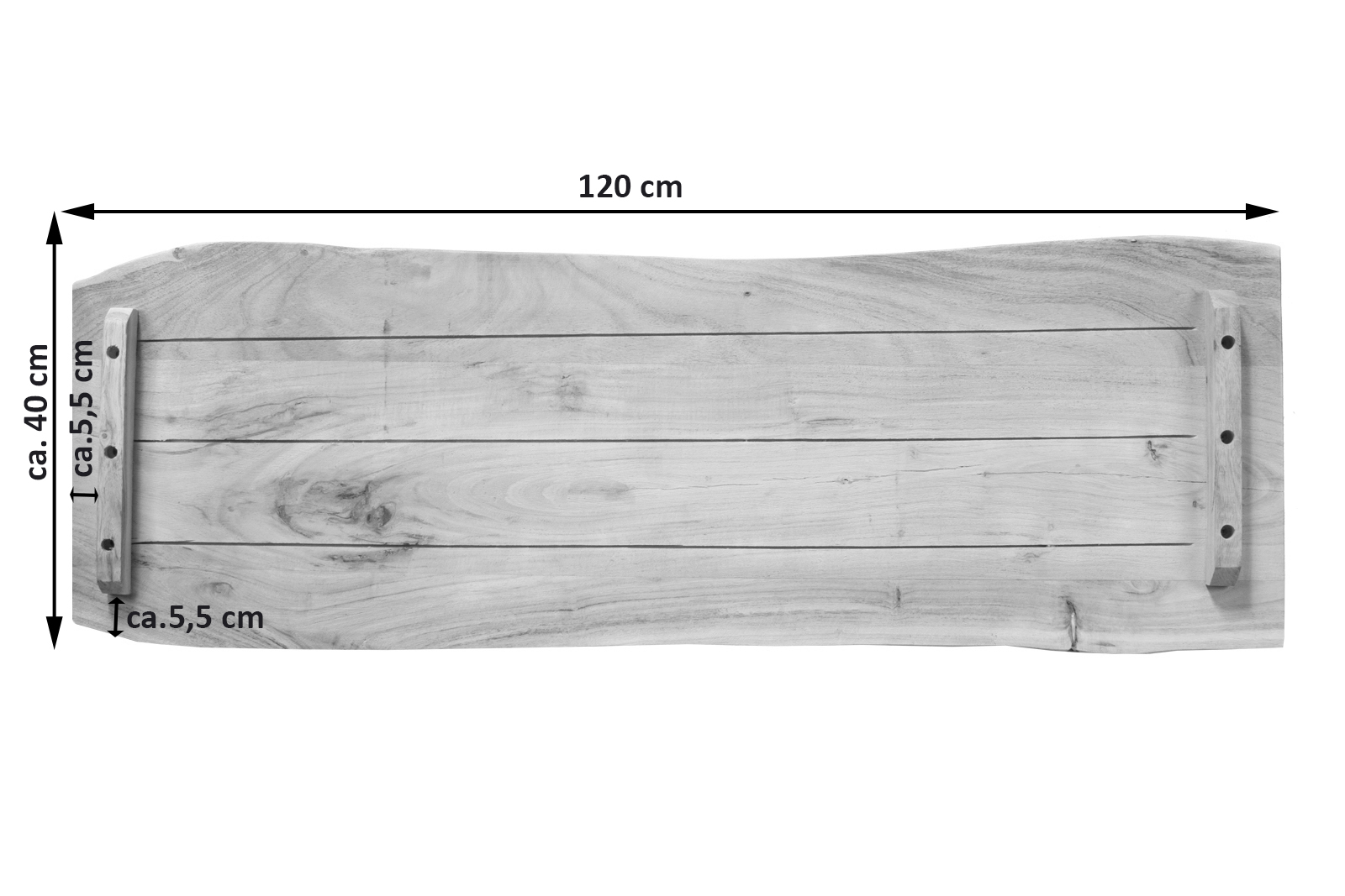 Tischplatte Baumkante Akazie Natur 120 x 40 cm CURTIS