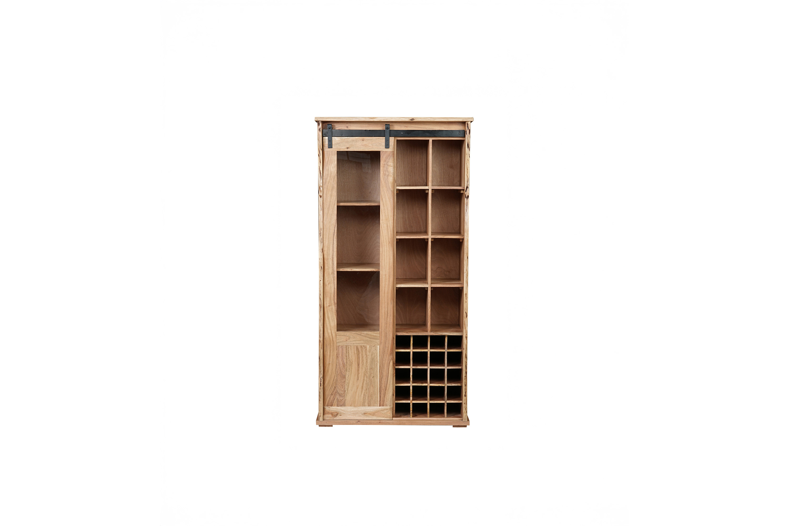 Wein-Highboard Baumkante 90 x 45 x 180 cm Akazienholz massiv naturfarben LIAN I