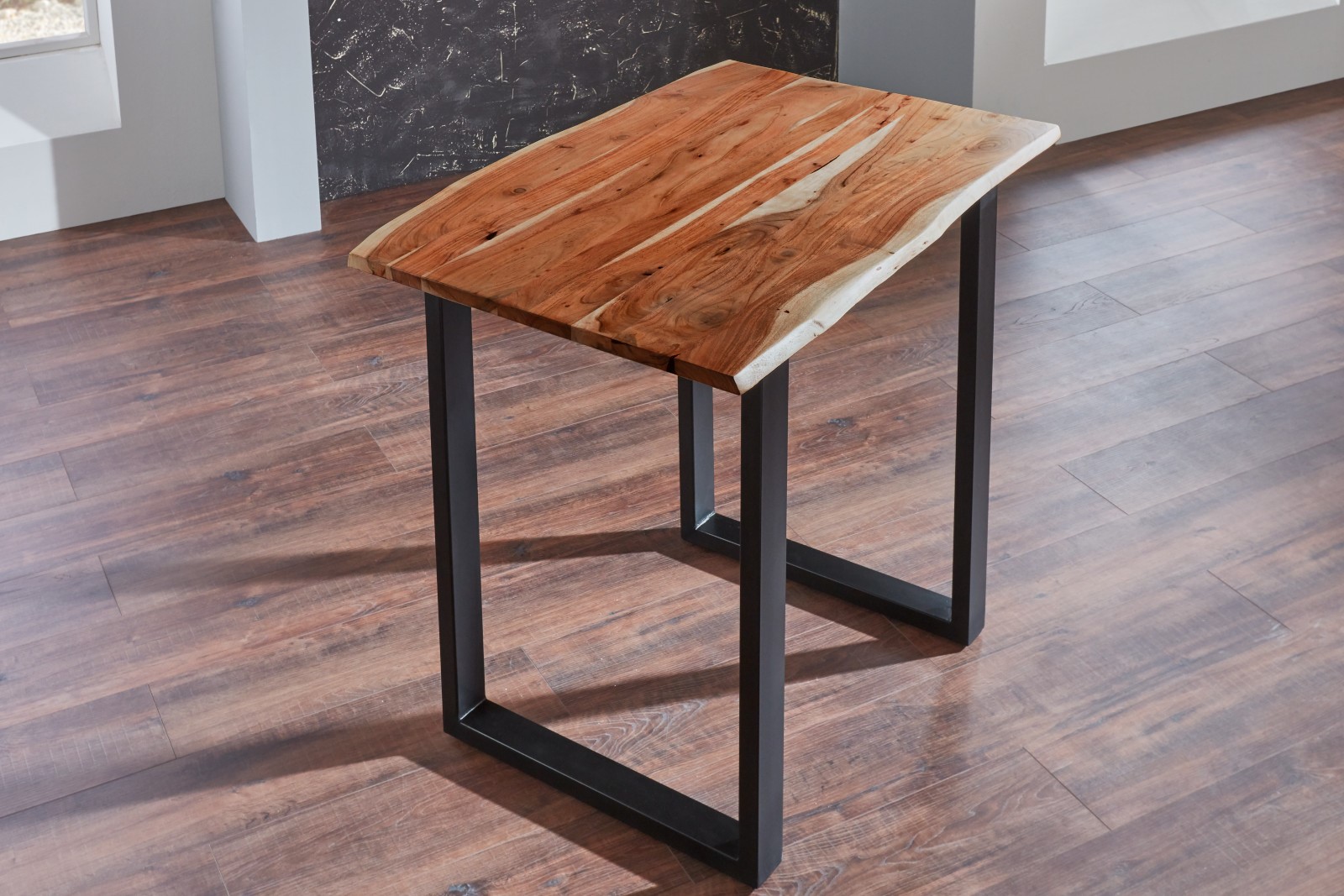  Bartisch Baumkante massiv Akazie nussbaum 90 x 90 schwarz Quebec