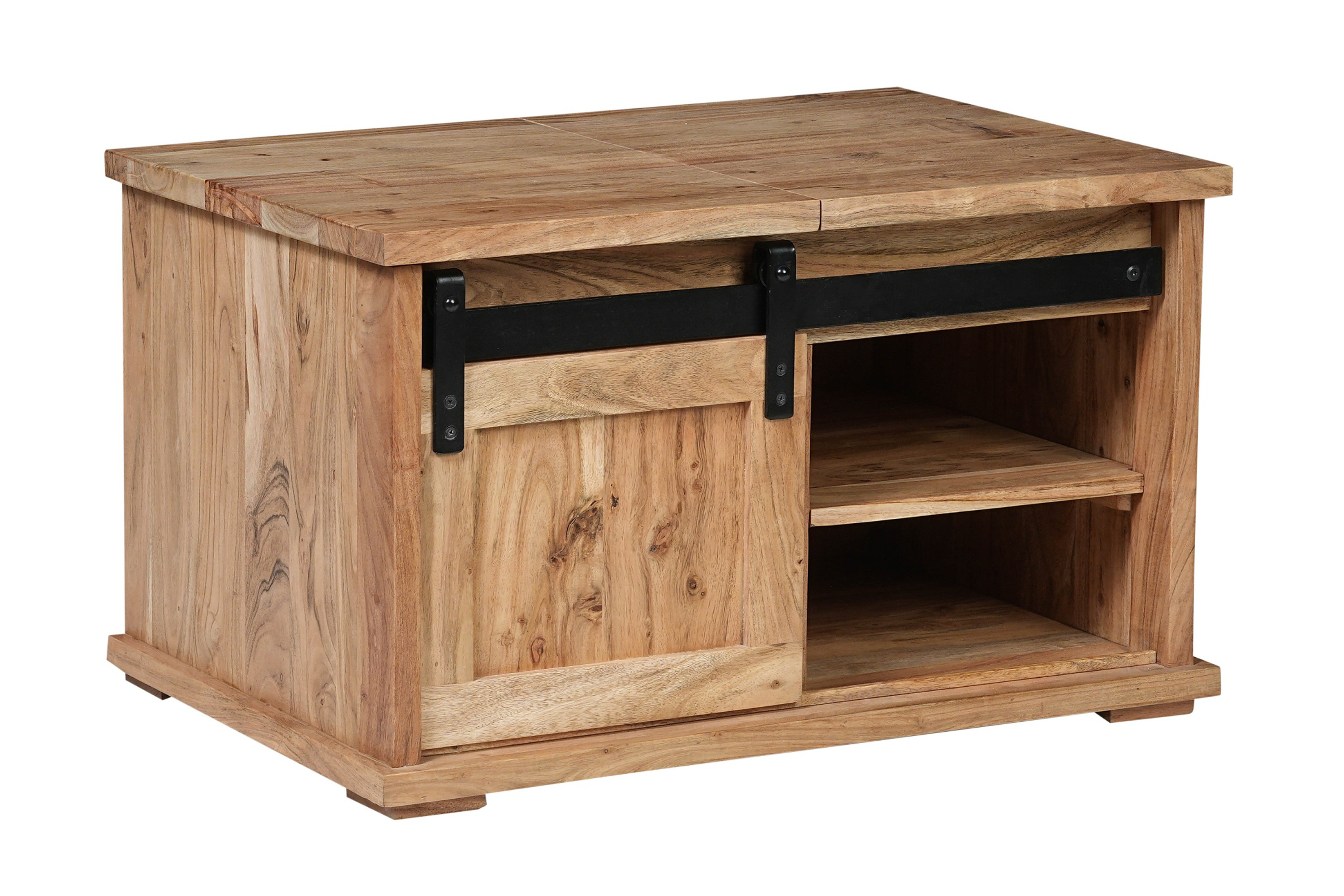 Truhen-Couchtisch 76 x 51 x 45 cm Akazienholz massiv naturfarben ohne Baumkante LIAN 1