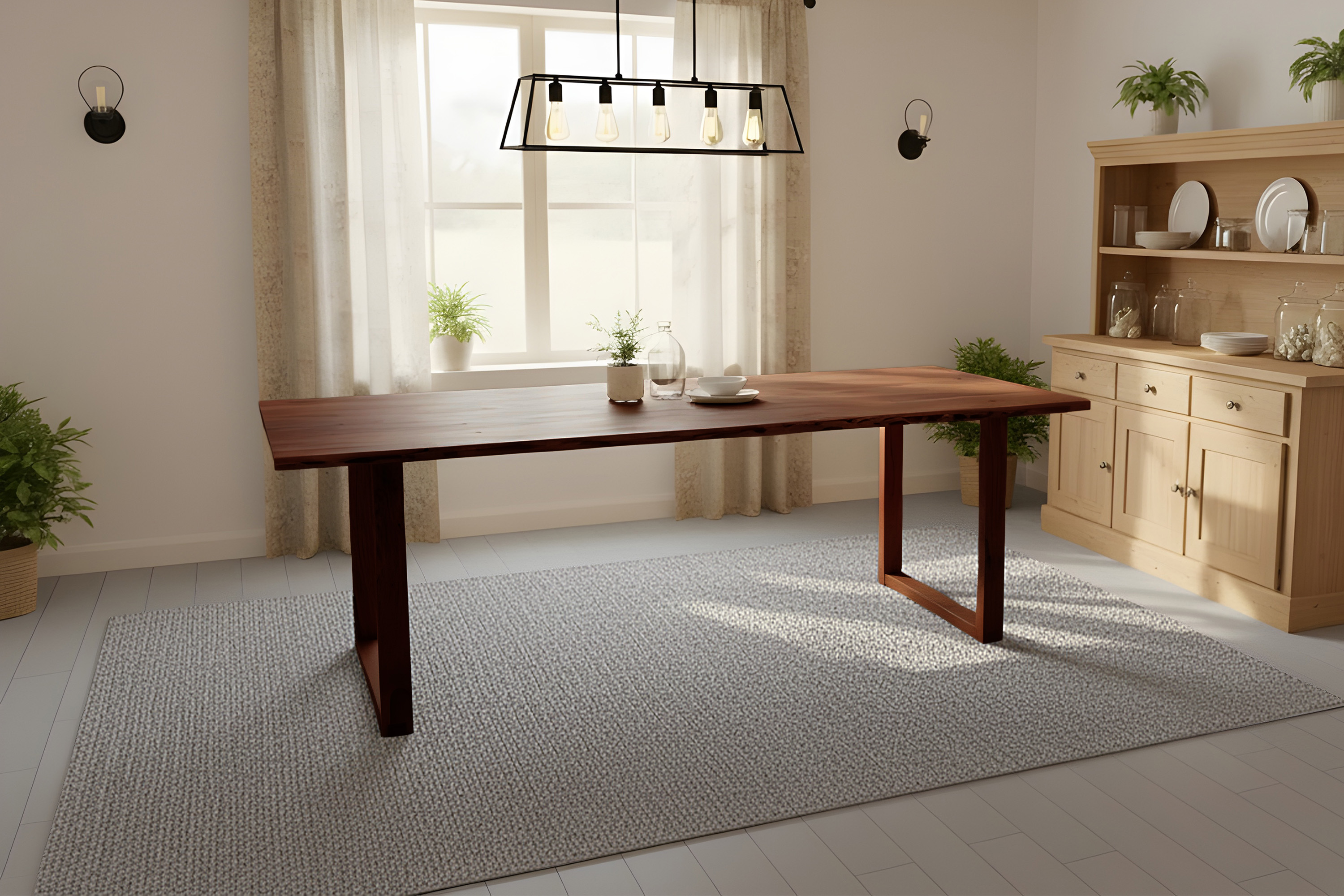 Esstisch Baumkante massiv Akazie nussbaum 260 x 100 cm U-Gestell Holz nussbaum GRAZ