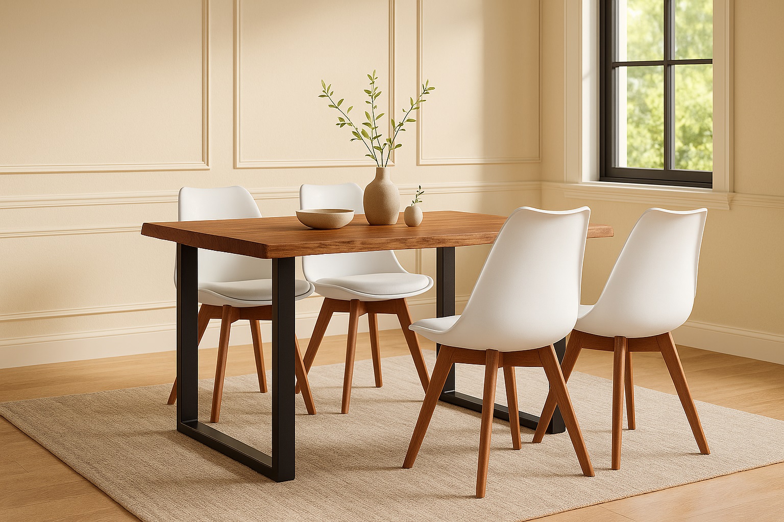 SAM Essgruppe Josy – Esstisch 140x80 Cm Mit 4 Schalenstühlen In Nussbaum-Optik & Schwarz