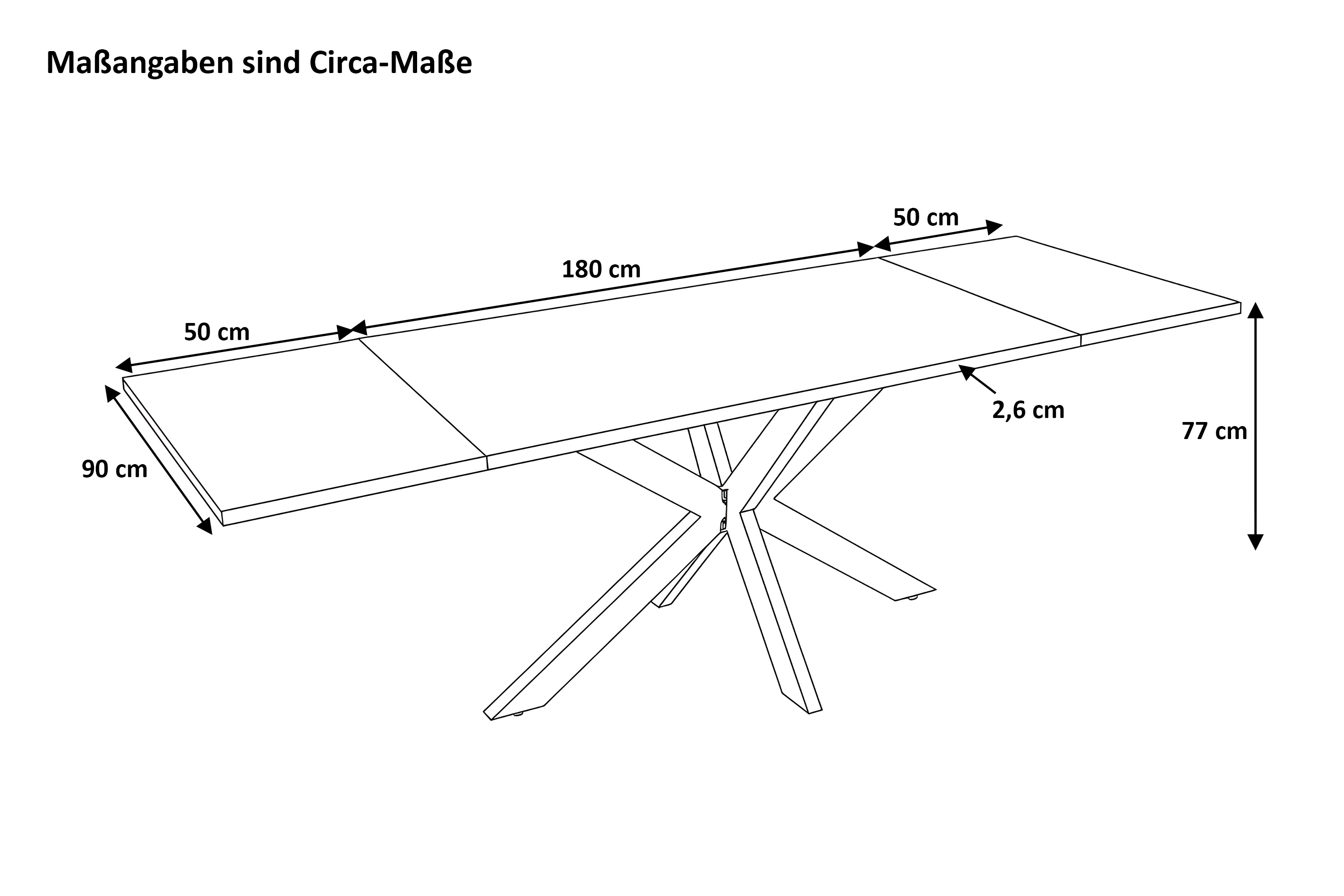 Esstisch Baumkante Akazie nuss 180(280)x90 Ansteckplatten Spider-Gestell silber AVINO