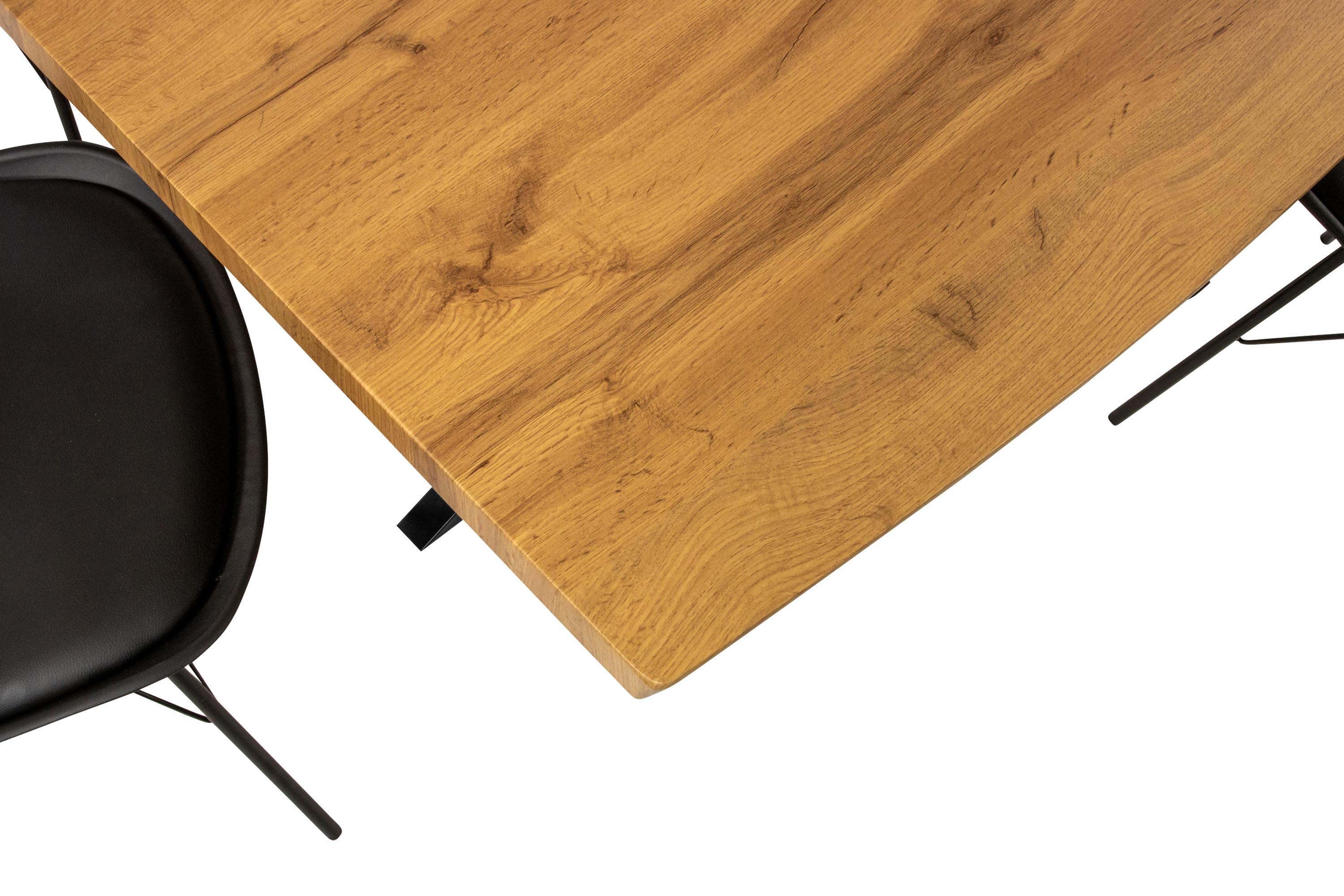 Esstisch Baumkante Holz-Optik Wildeiche 200 x 100 Spider-Gestell schwarz JOSY