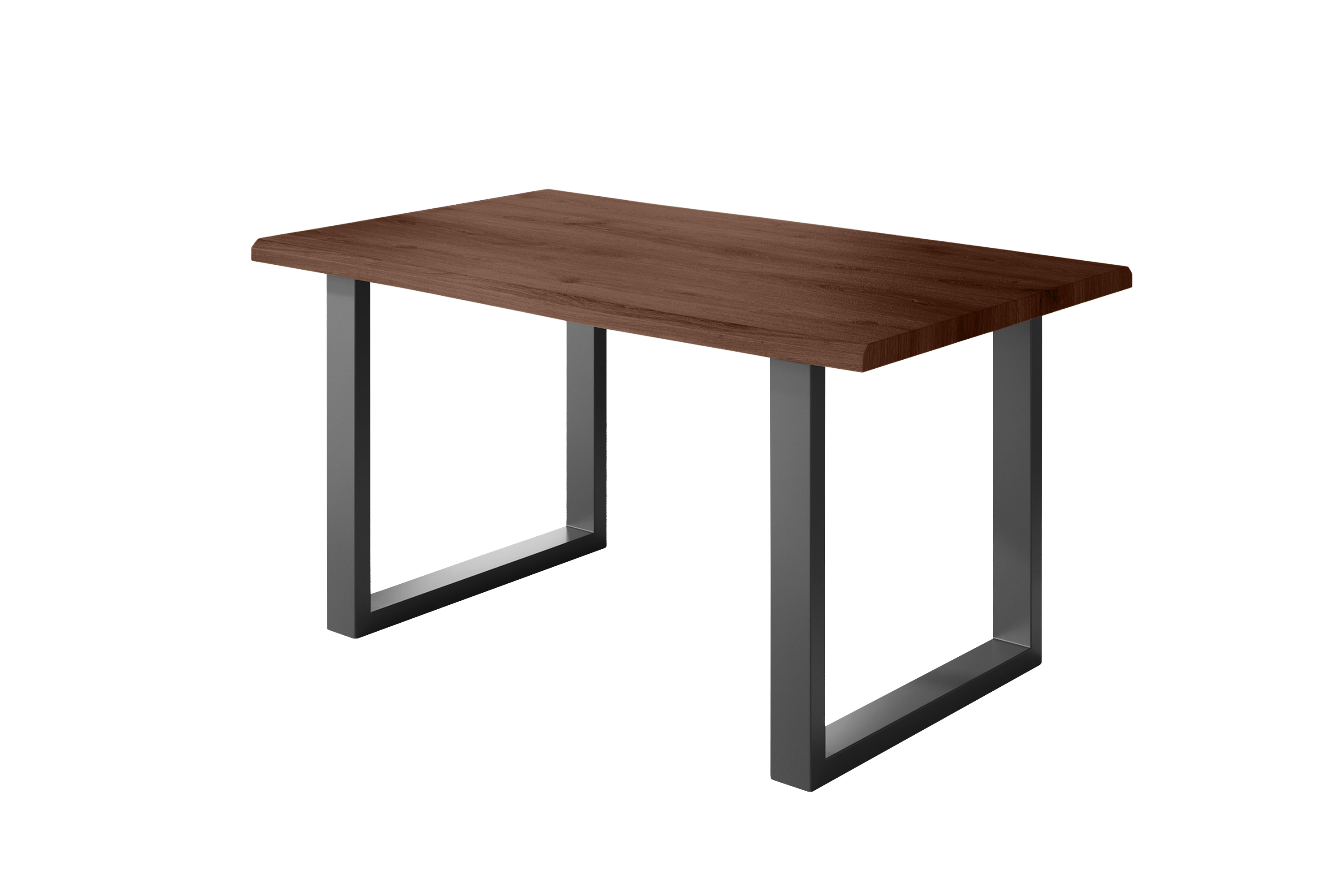 Esstisch Baumkante Holz-Optik Nussbaum 160 x 85 U-Gestell schwarz JULIUS