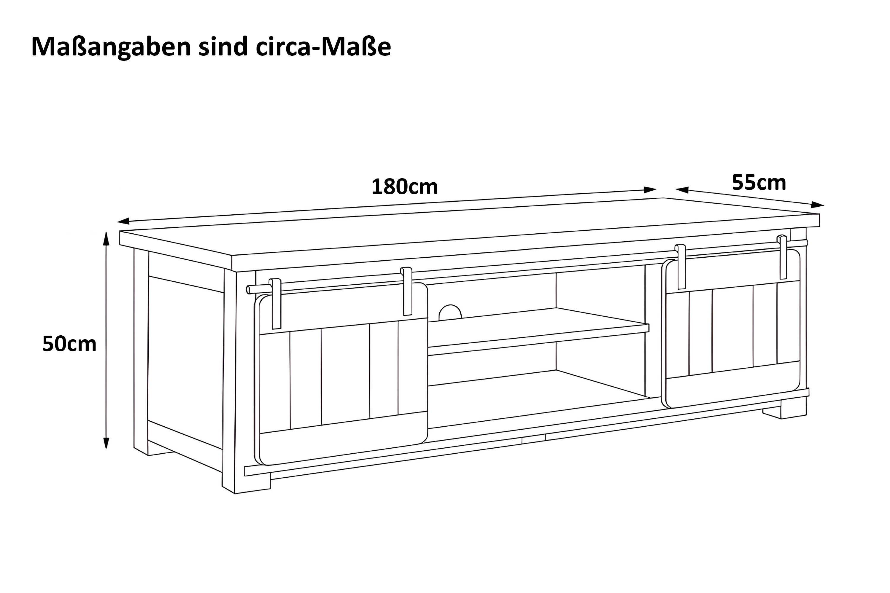 Lowboard Kommode TV-Board Mango massiv vintage 180 x 50 x 55 cm LIBRO