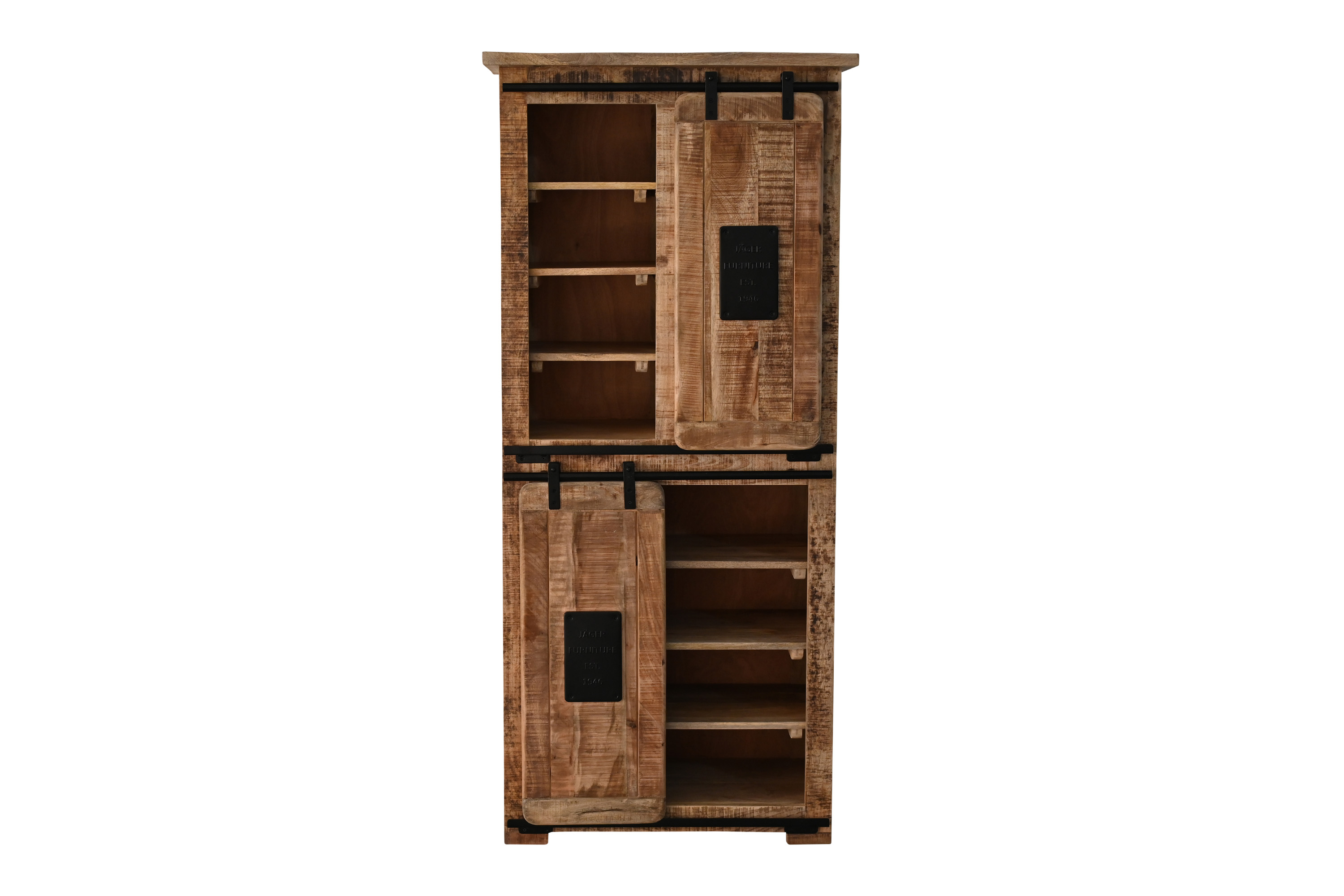 Highboard Mango Rough massiv vielfarbig 80 x 45 x 175 cm LIBRO
