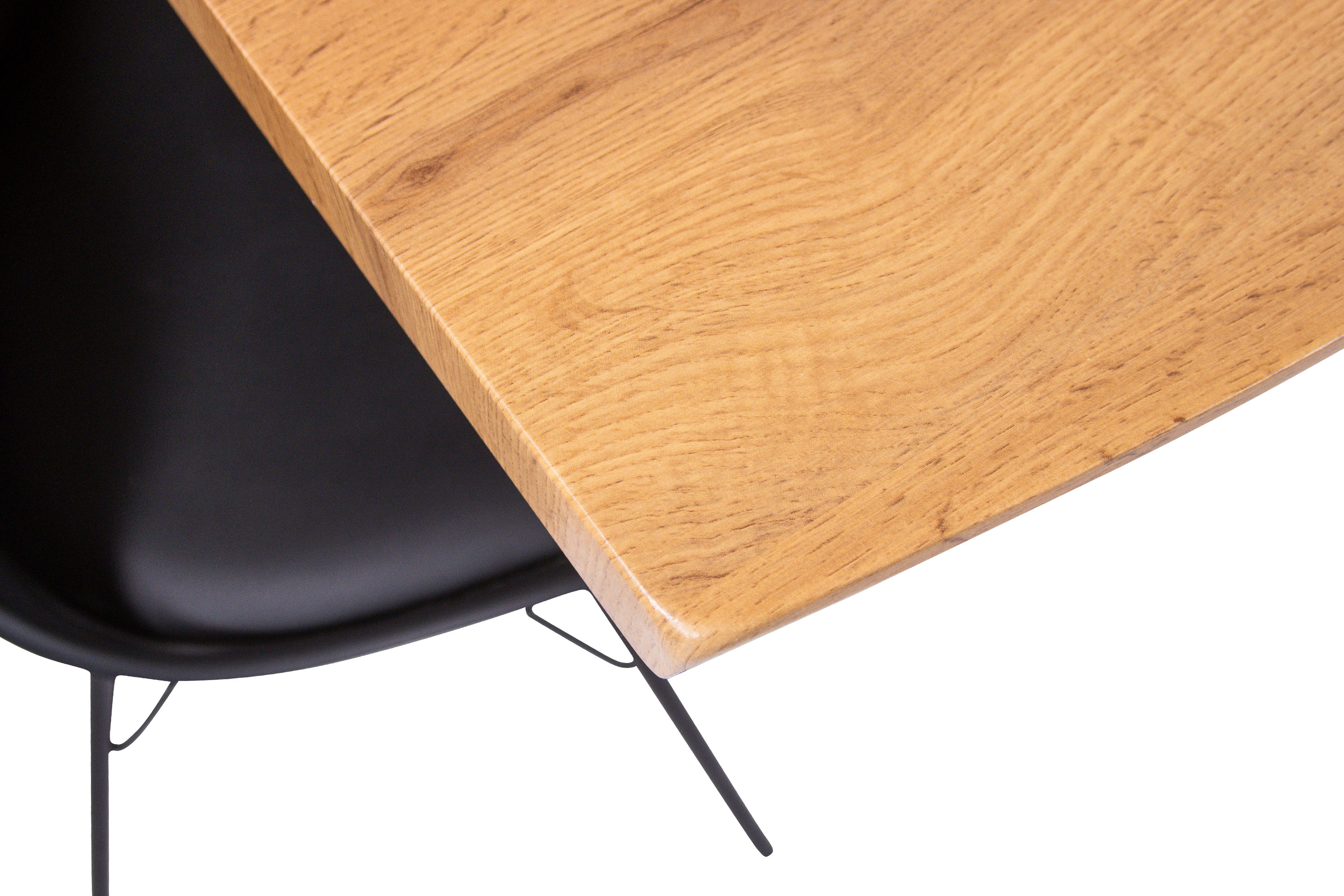 Esstisch Baumkante Holz-Optik Wildeiche 180 x 90 Spider-Gestell weiß JOSY