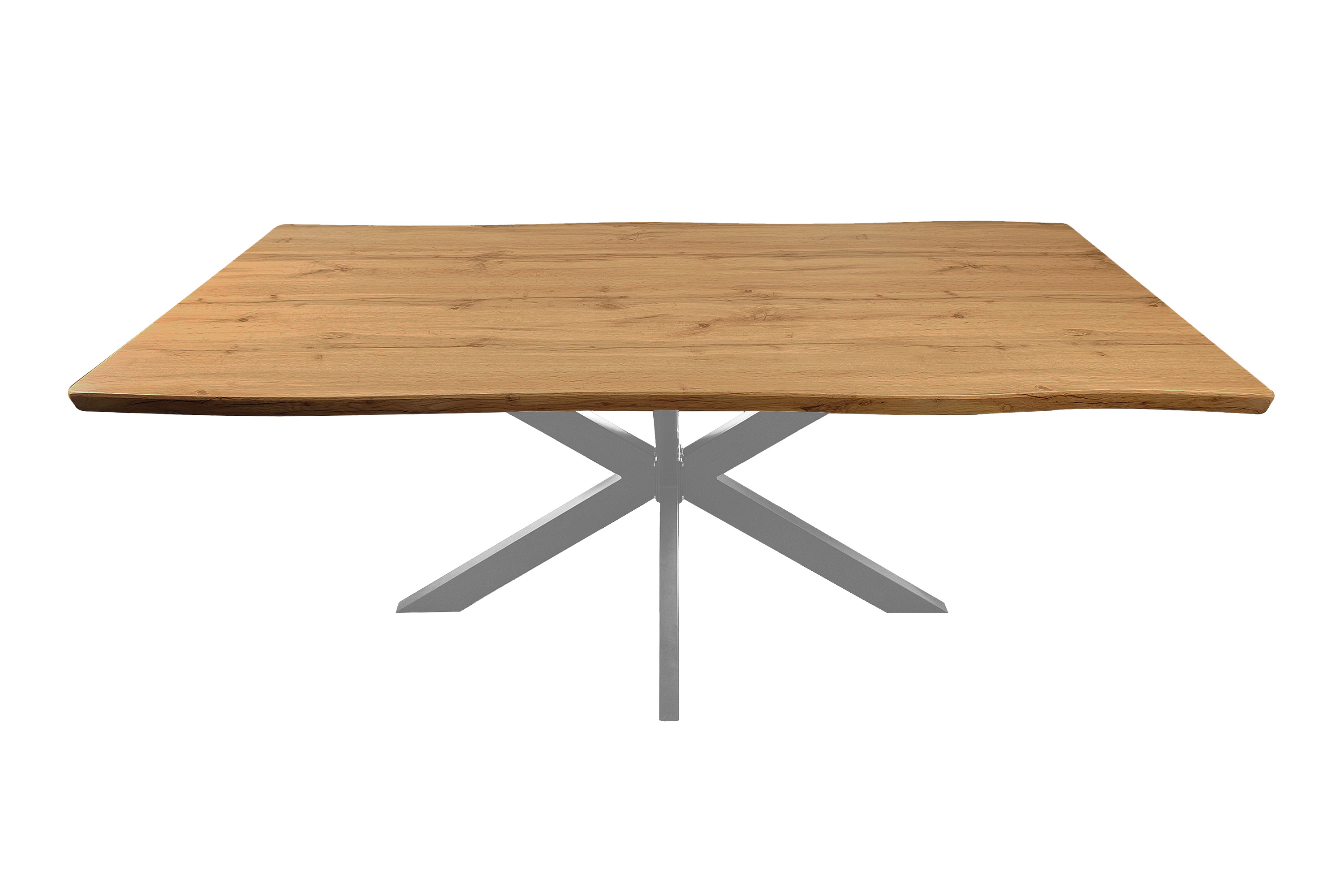 Esstisch Baumkante Holz Nussbaum-Optik 180 x 90 Spider-Gestell silber JOSY