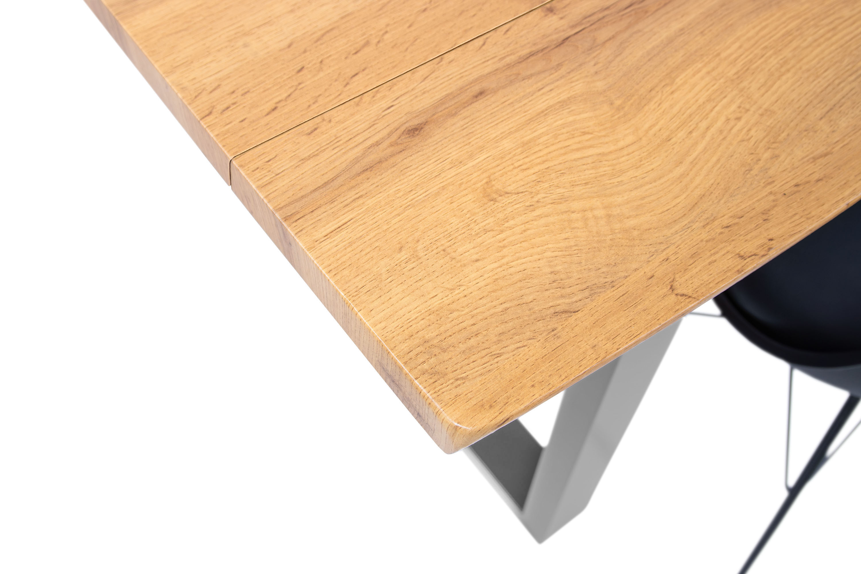 Esstisch Baumkante Holz-Optik Wildeiche 160 x 85 U-Gestell silber DUA
