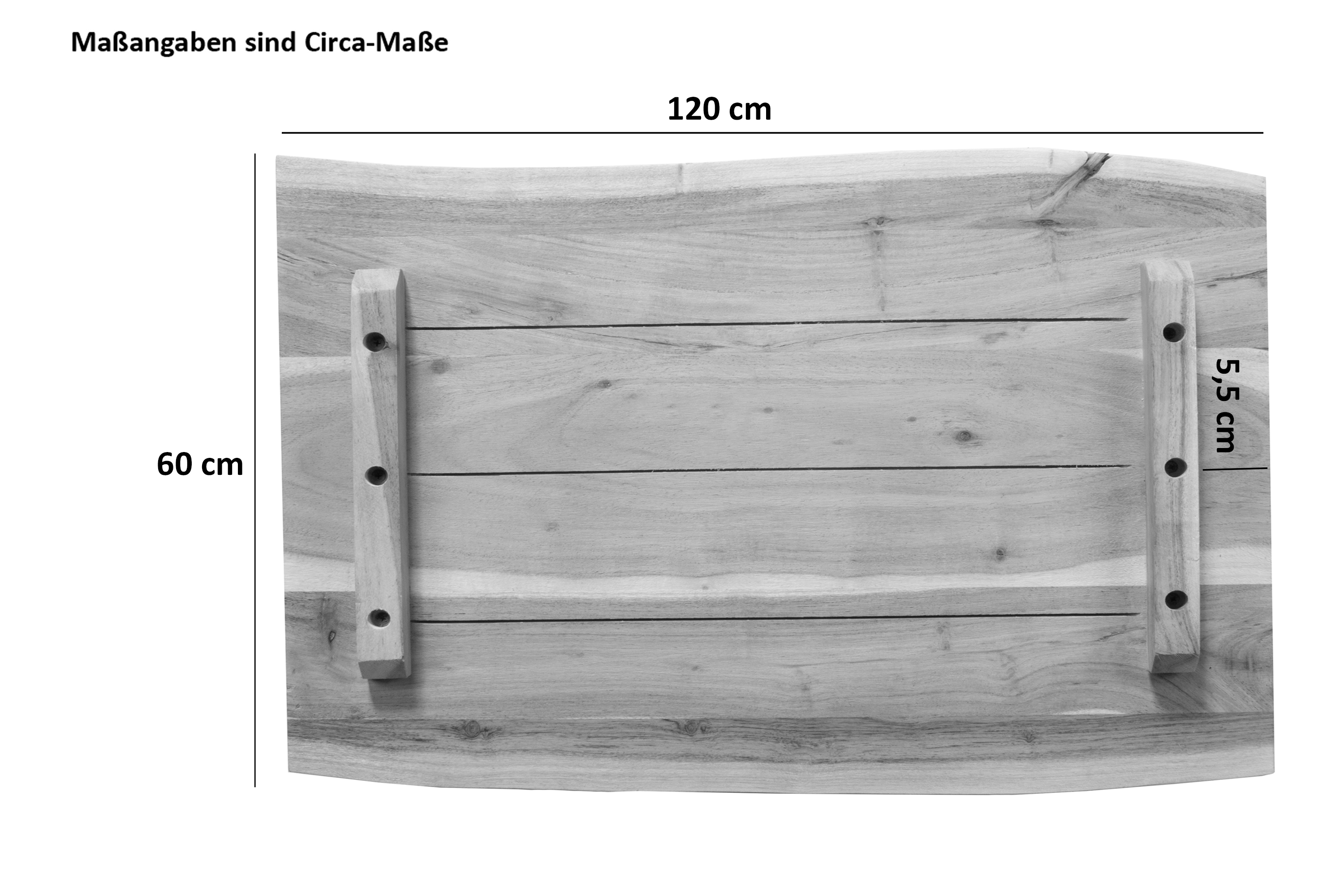 Tischplatte Baumkante Akazie Nuss 120 x 60 cm CURT