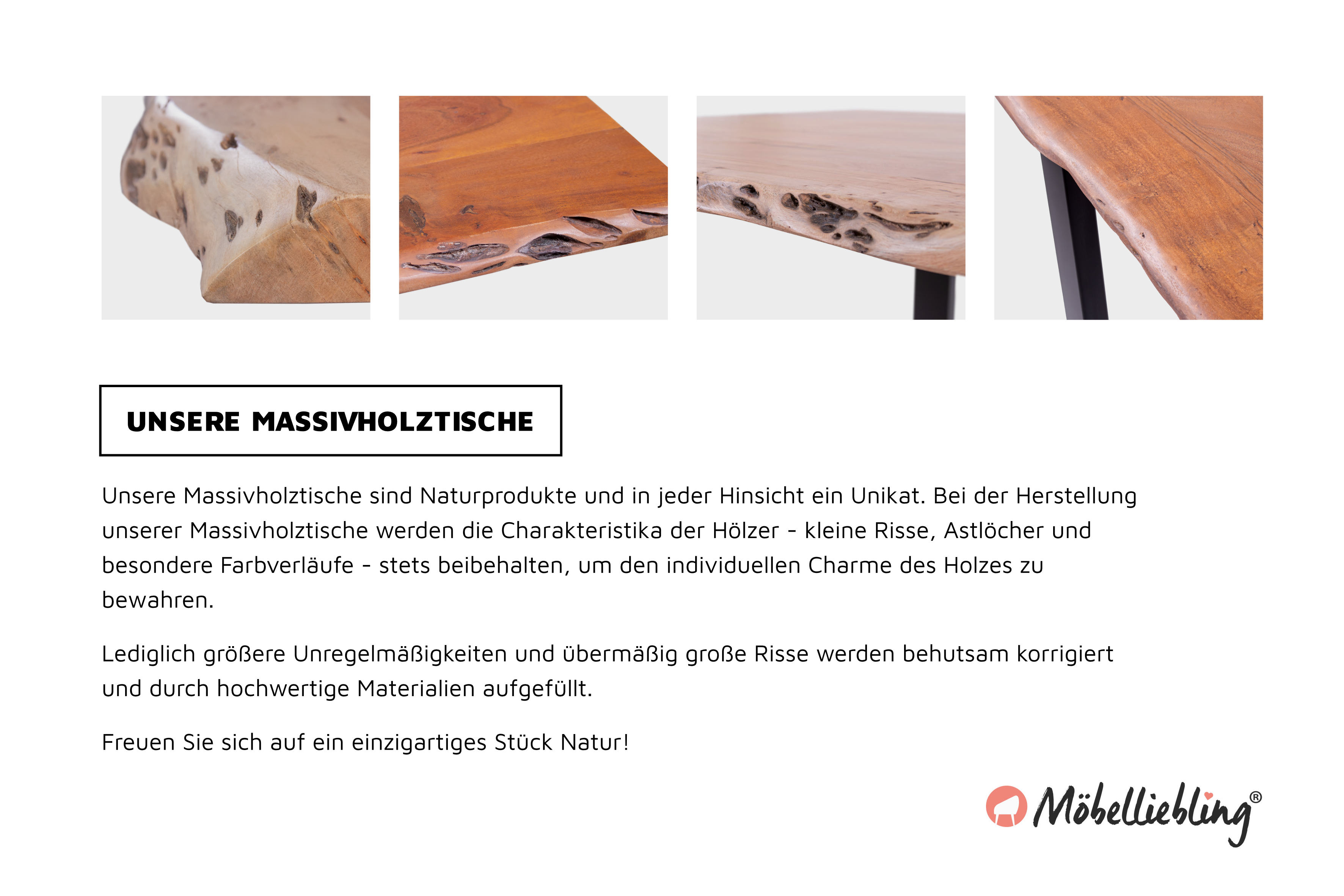 Esstisch Baumkante massiv Akazie natur 140 x 80 schwarz FELINA Esstisch Baumkante massiv Akazie natur 140 x 80 schwarz FELINA