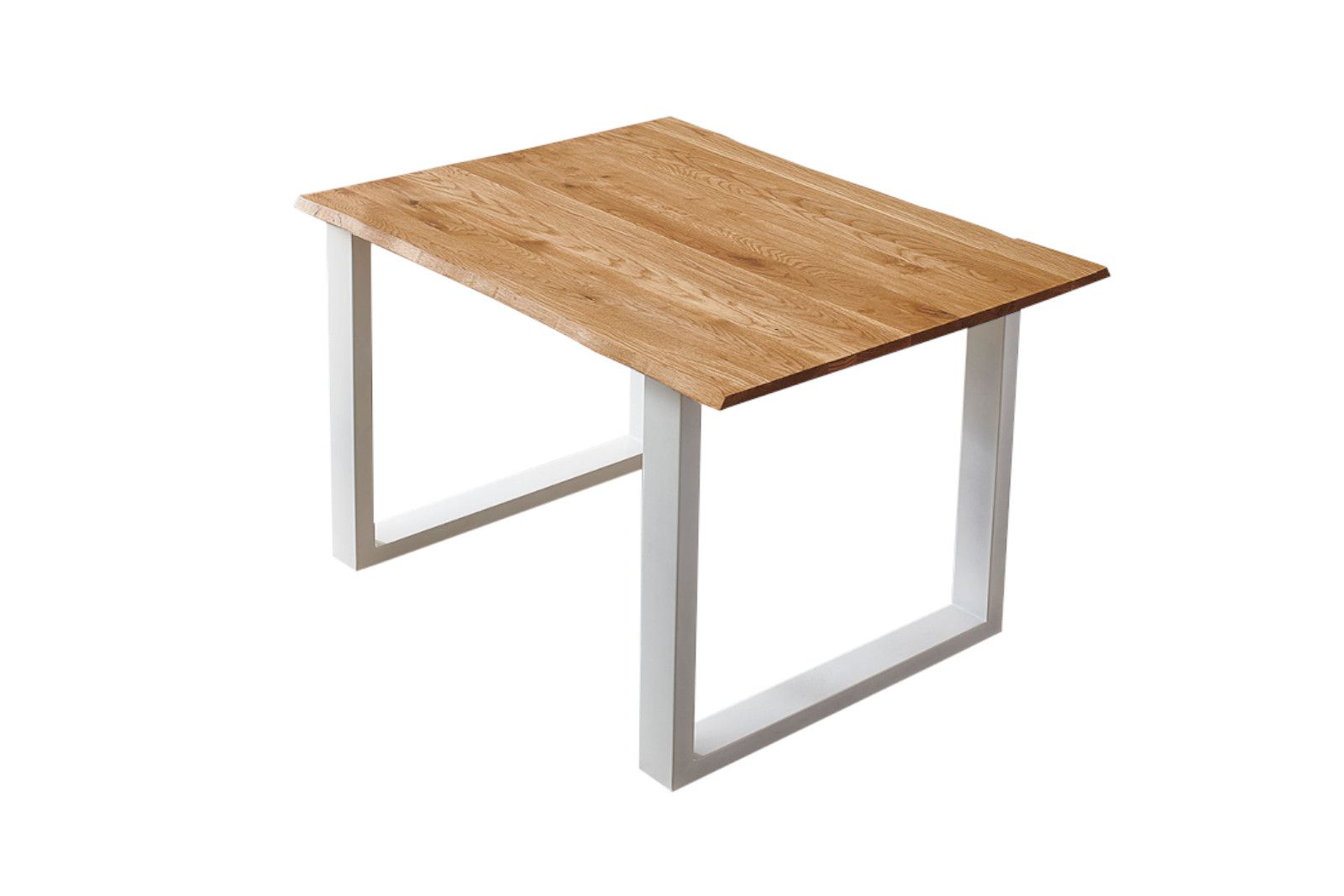 Esstisch Baumkante Massiv Wildeiche 90 x 90 weiß SESSA