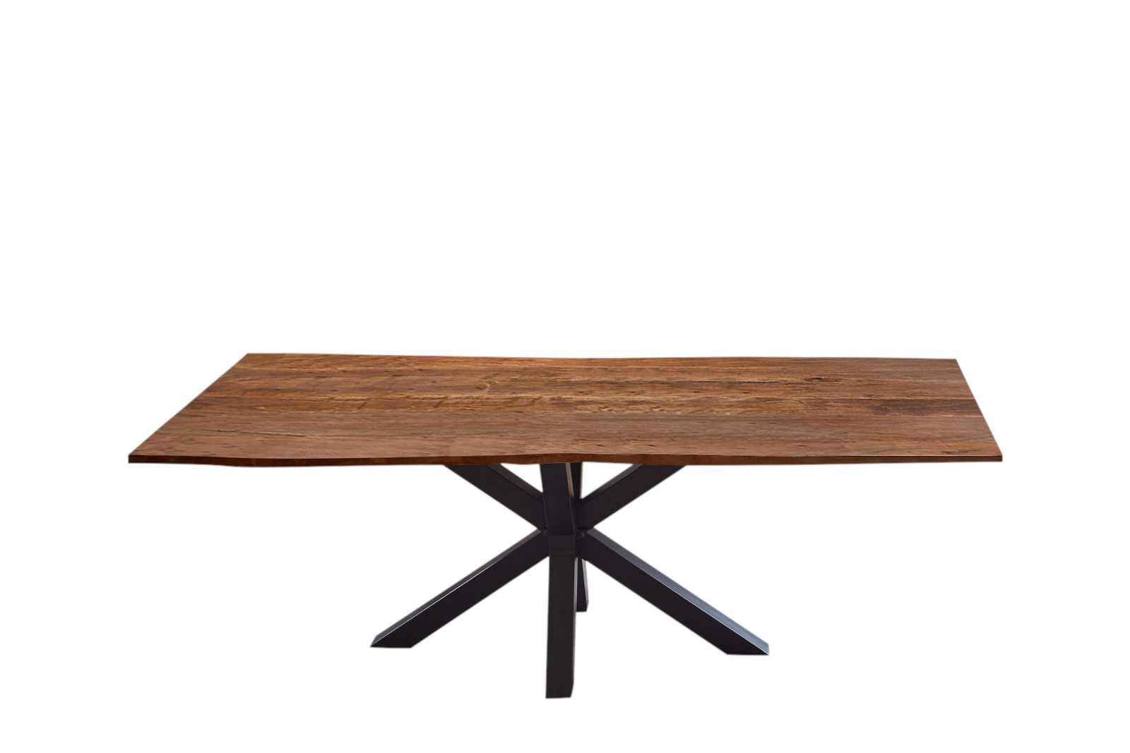  Esstisch Baumkante massiv Akazie nussbaum 280 cm Spider-Gestell schwarz QUINCY
