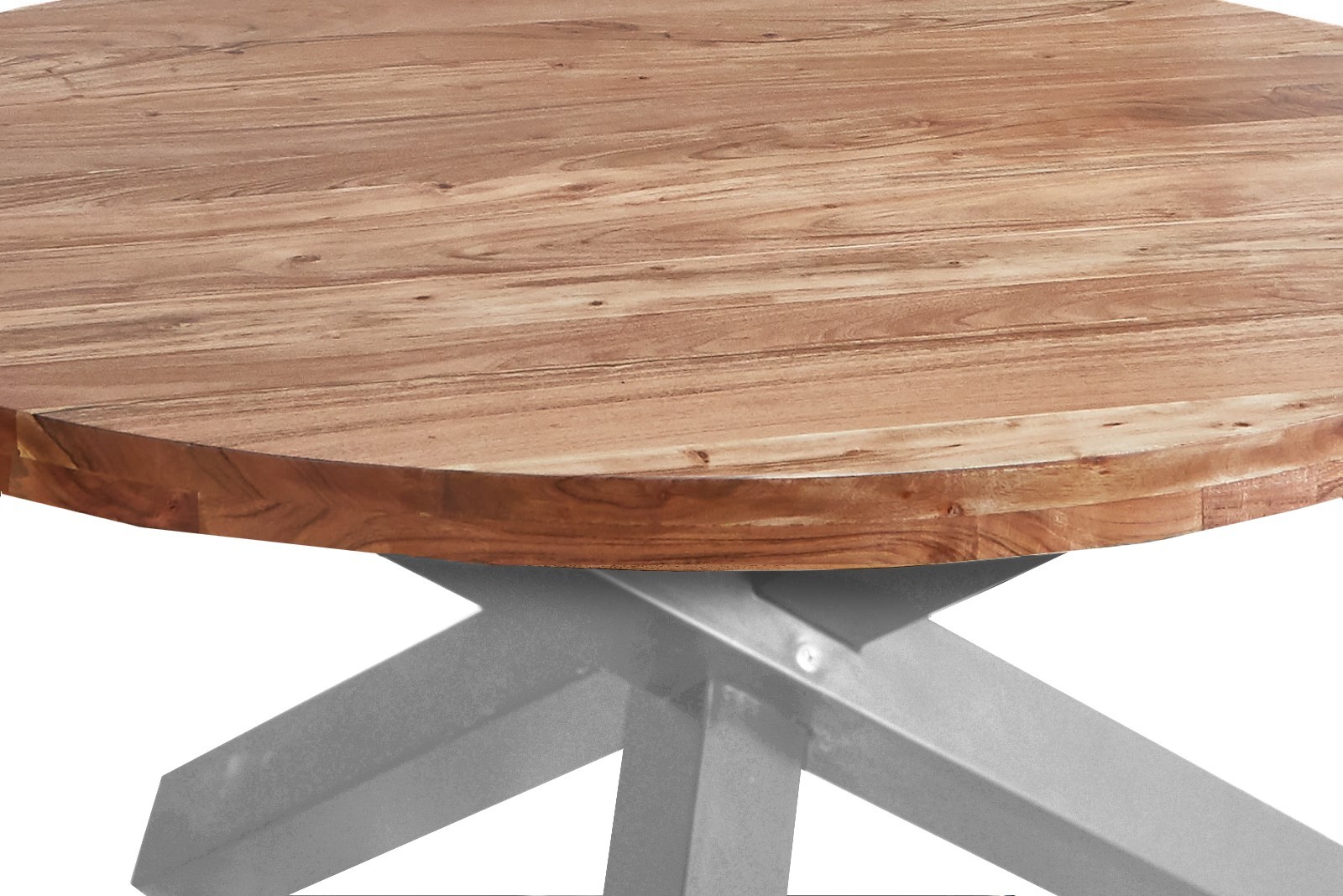  Esszimmertisch rund 120 cm Akazienholz Natur Silber RUNA