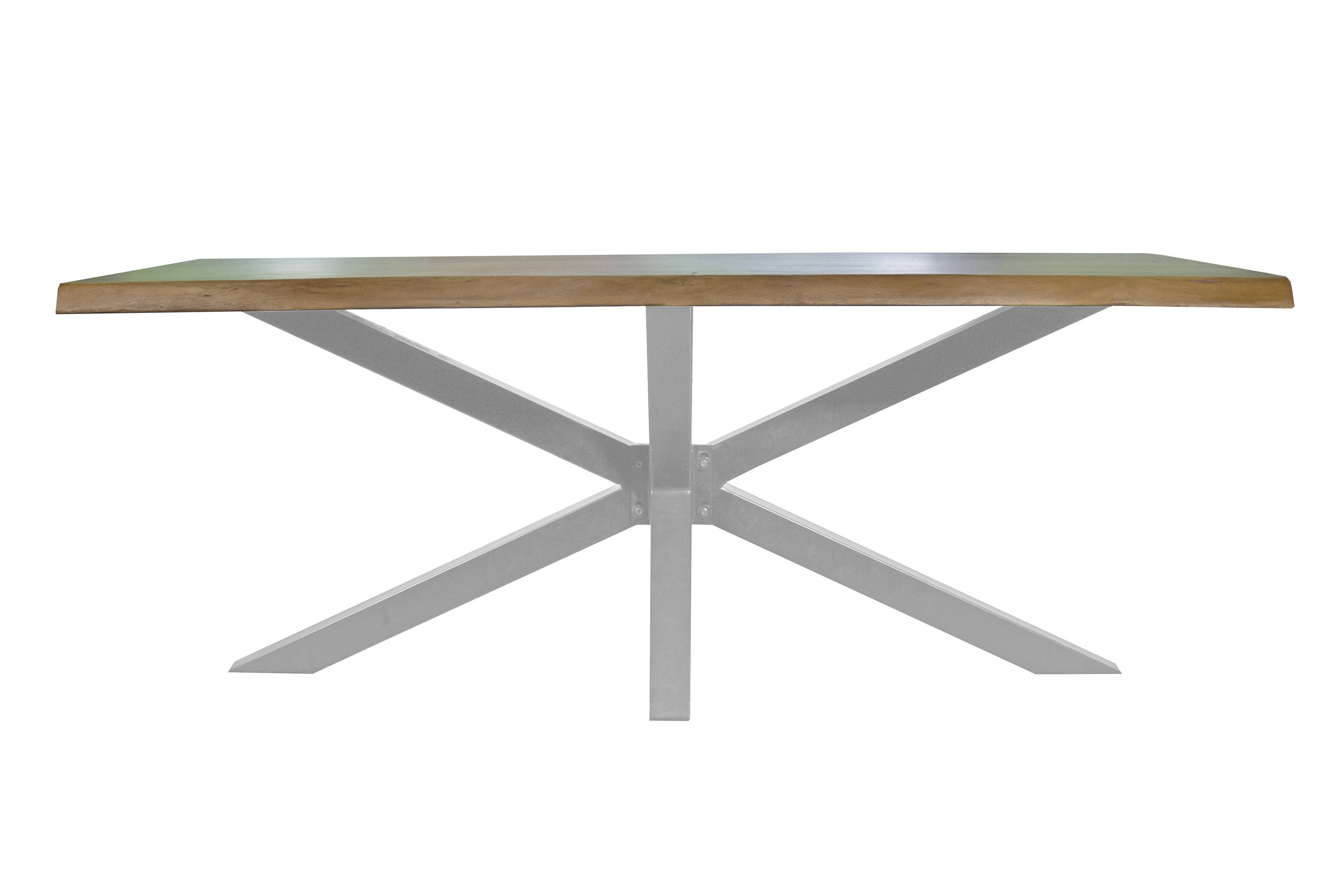 Esstisch Baumkante massiv Akazie Natur 120 x 80 Spider-Gestell silber TIM