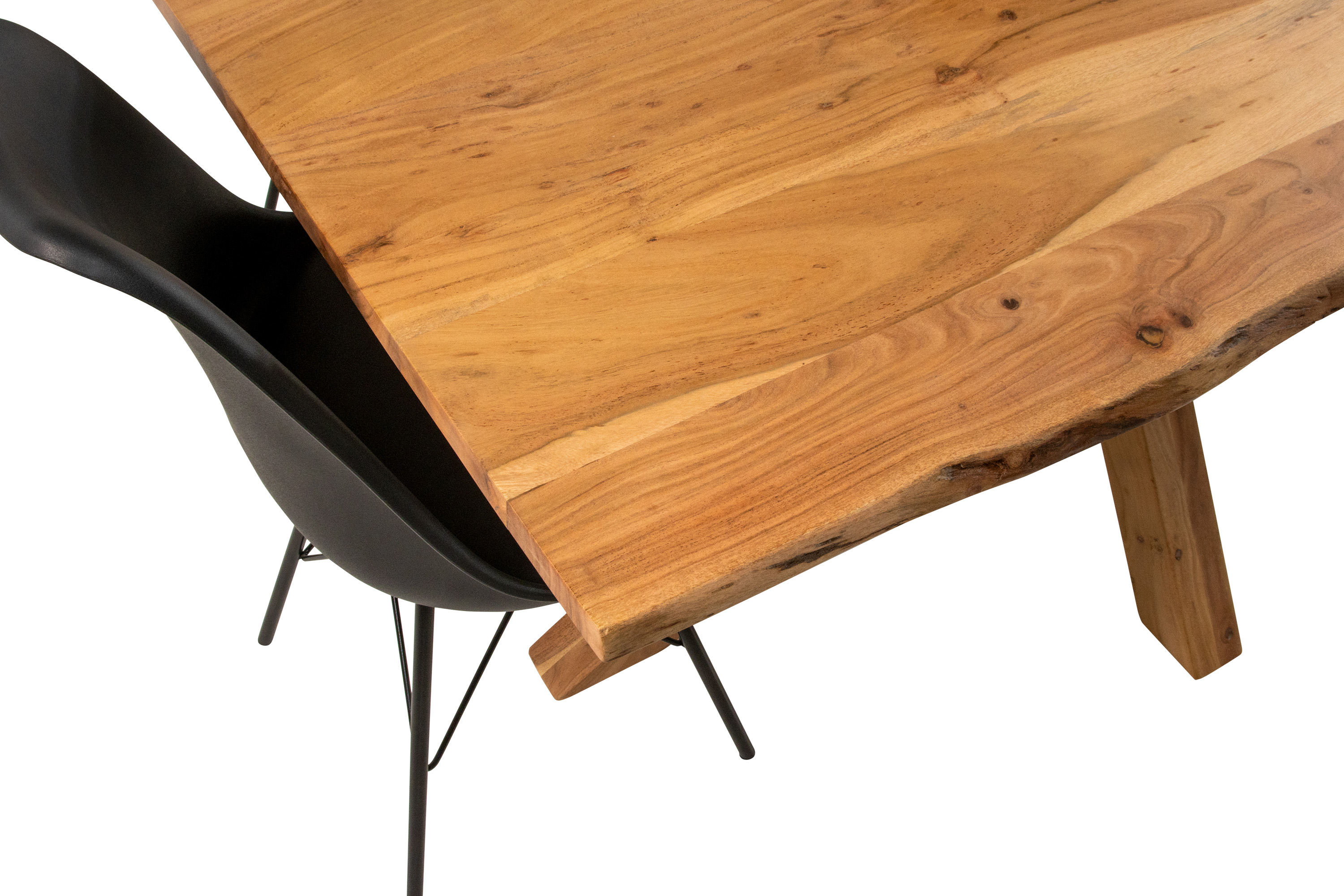 Esstisch Baumkante massiv Akazie natur 240 x 100 cm Spider-Gestell Holz natur PRAG