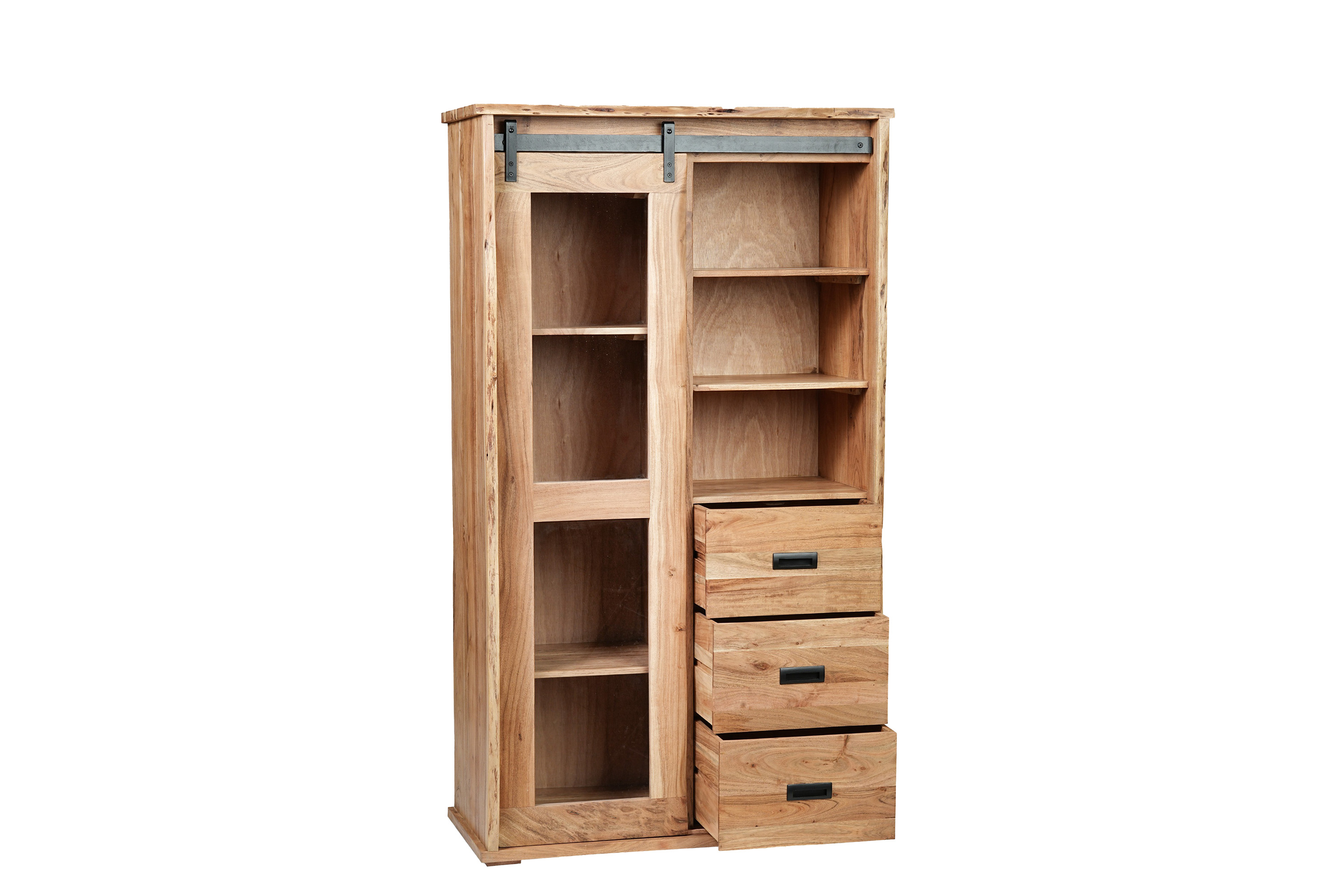 Highboard Baumkante 100 x 45 x 175 cm Akazienholz massiv naturfarben LIAN IV
