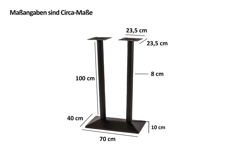 Tischgestell Bistrotische & Esstische Standfuß Doppelsäule Hoch 40x70x110 cm schwarz