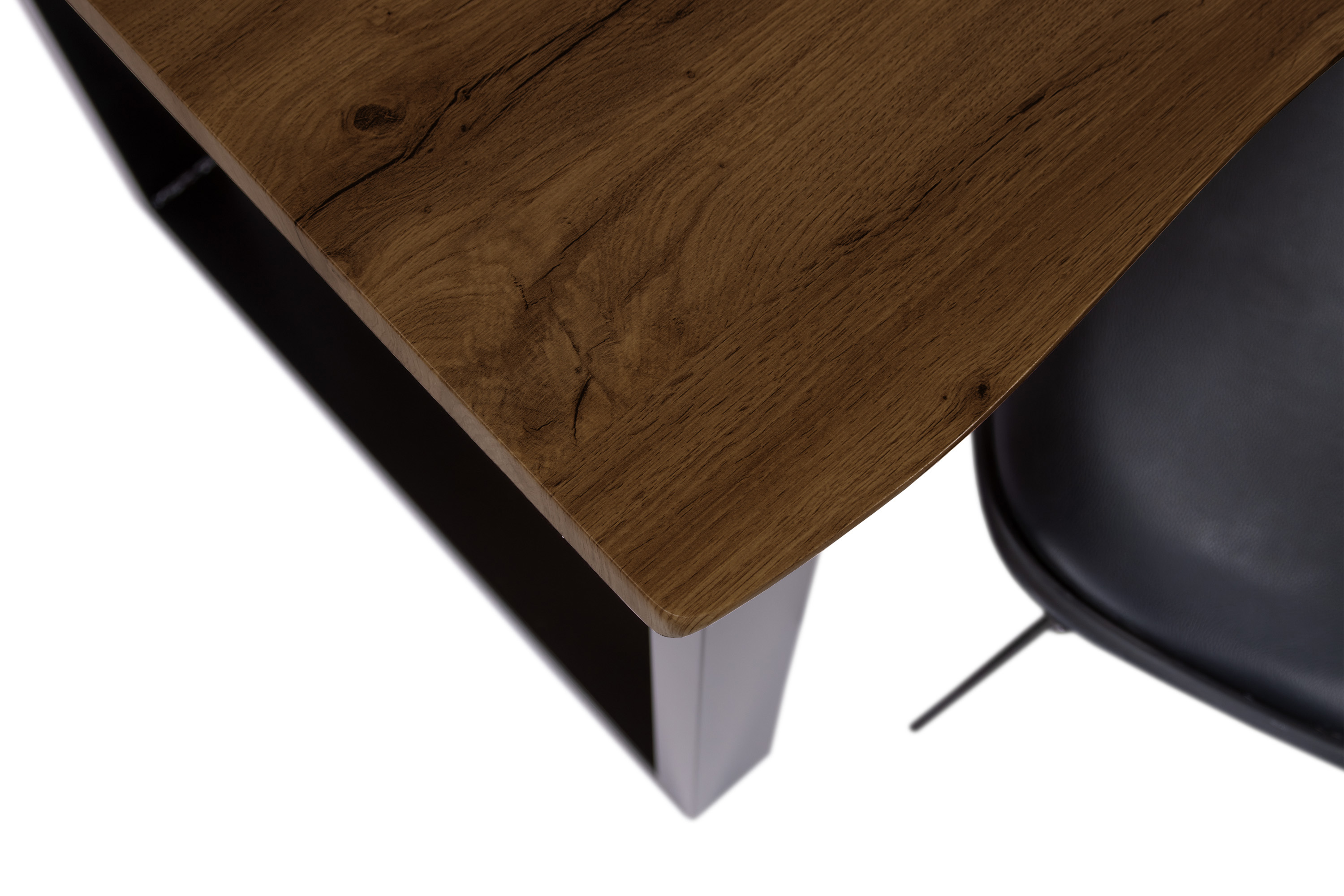 Esstisch Baumkante Holz-Optik Nussbaum 80 x 80 U-Gestell schwarz JOSY