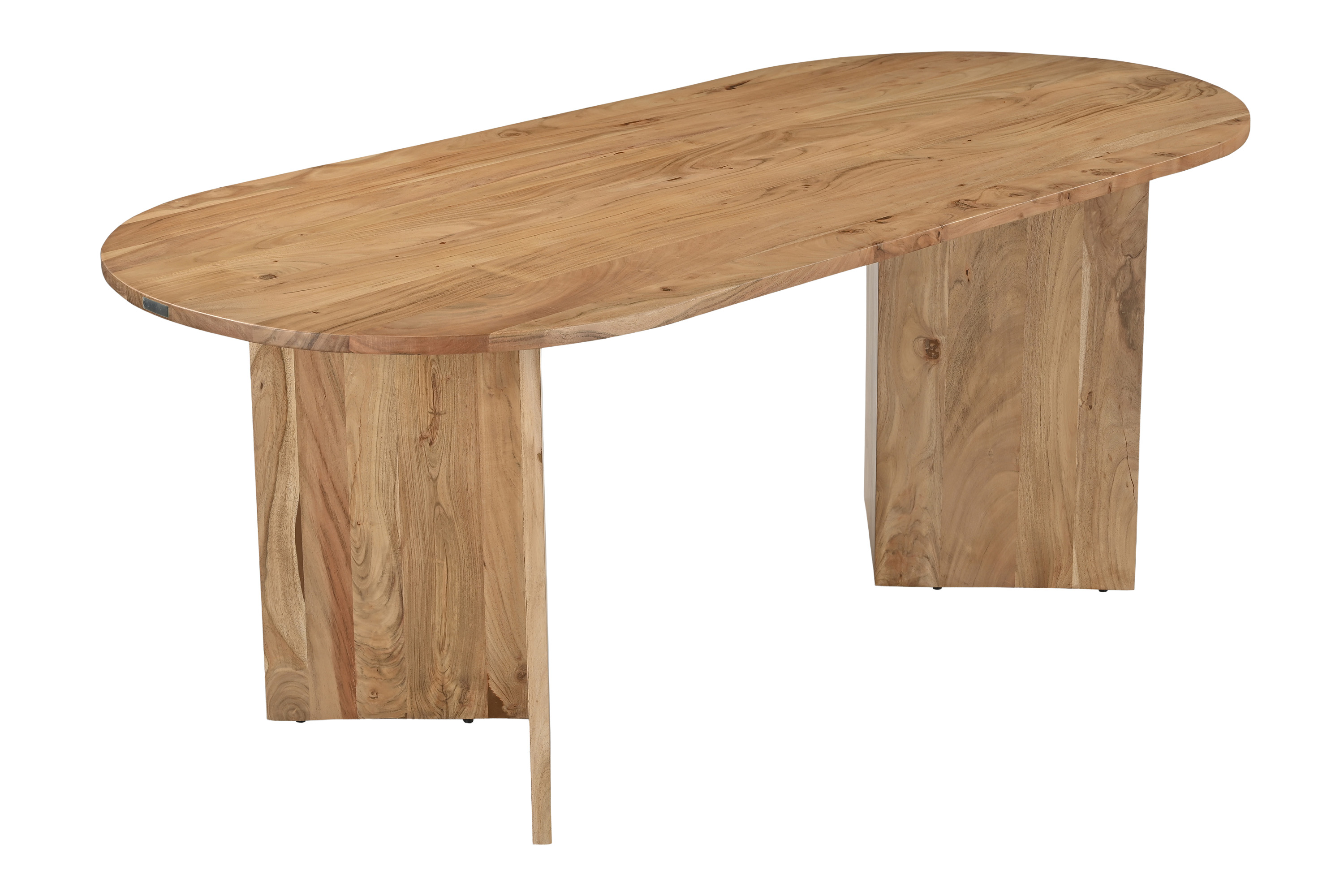 Esstisch 204 x 90 cm Akazienholz Natur gerade Kante oval V-Gestell LAURIE