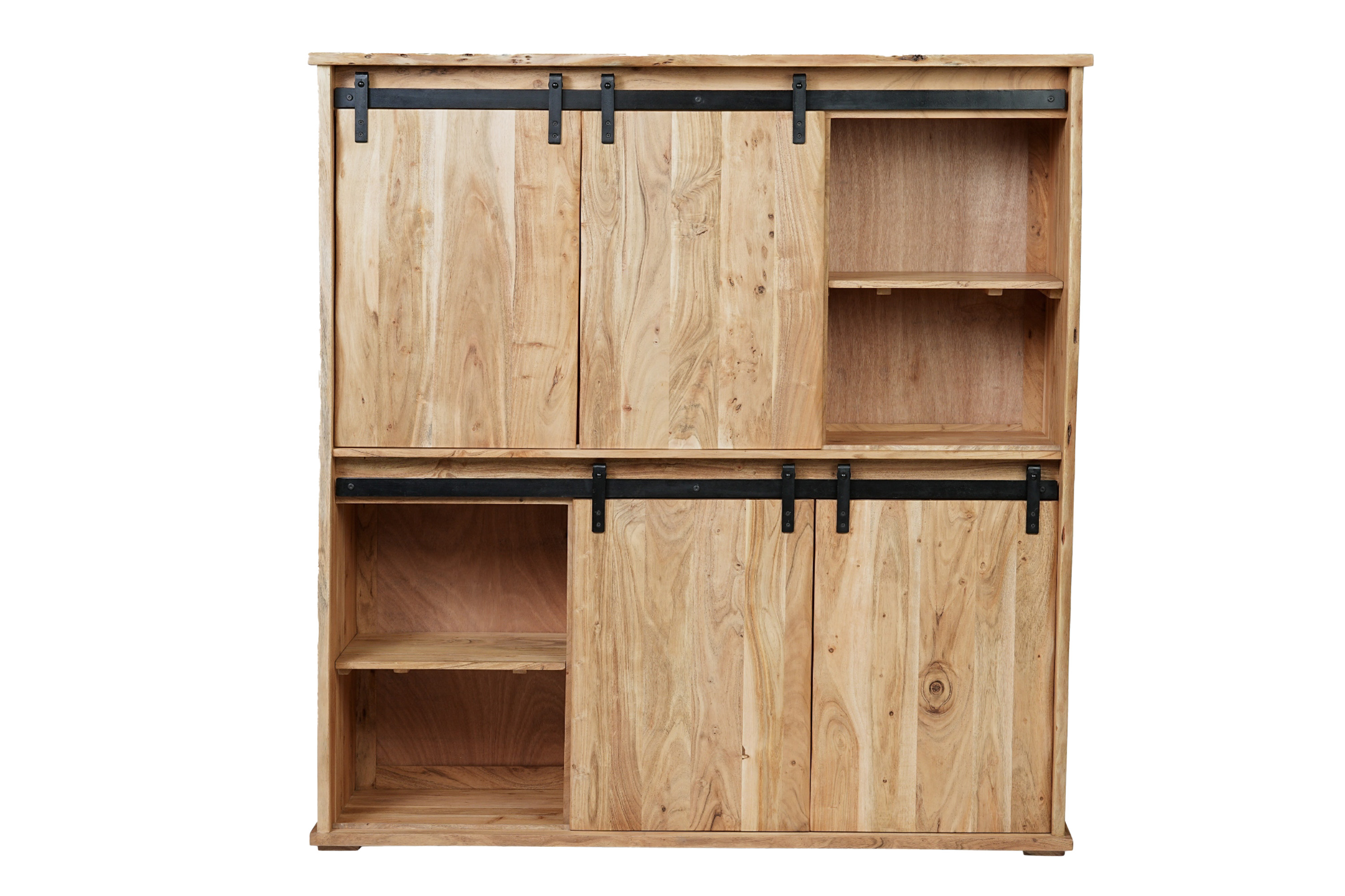 Highboard Baumkante 150 x 160 x 45 cm Akazienholz massiv naturfarben LIAN I