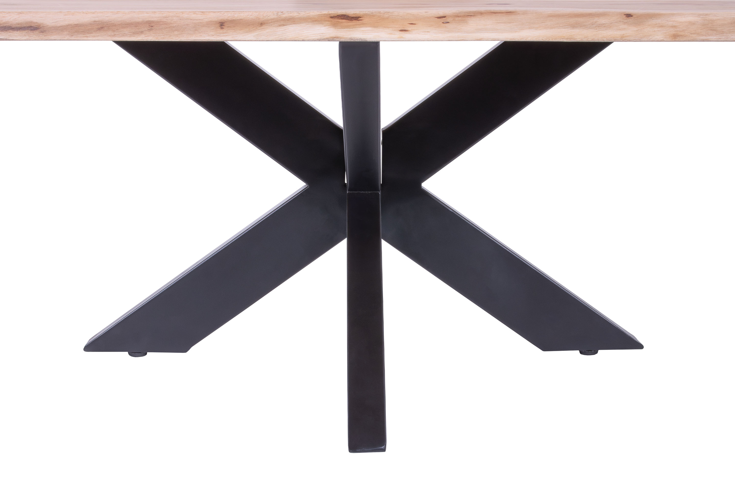 Couchtisch massiv Baumkante Akazie natur 80 x 80 Spider-Gestell schwarz NOAH