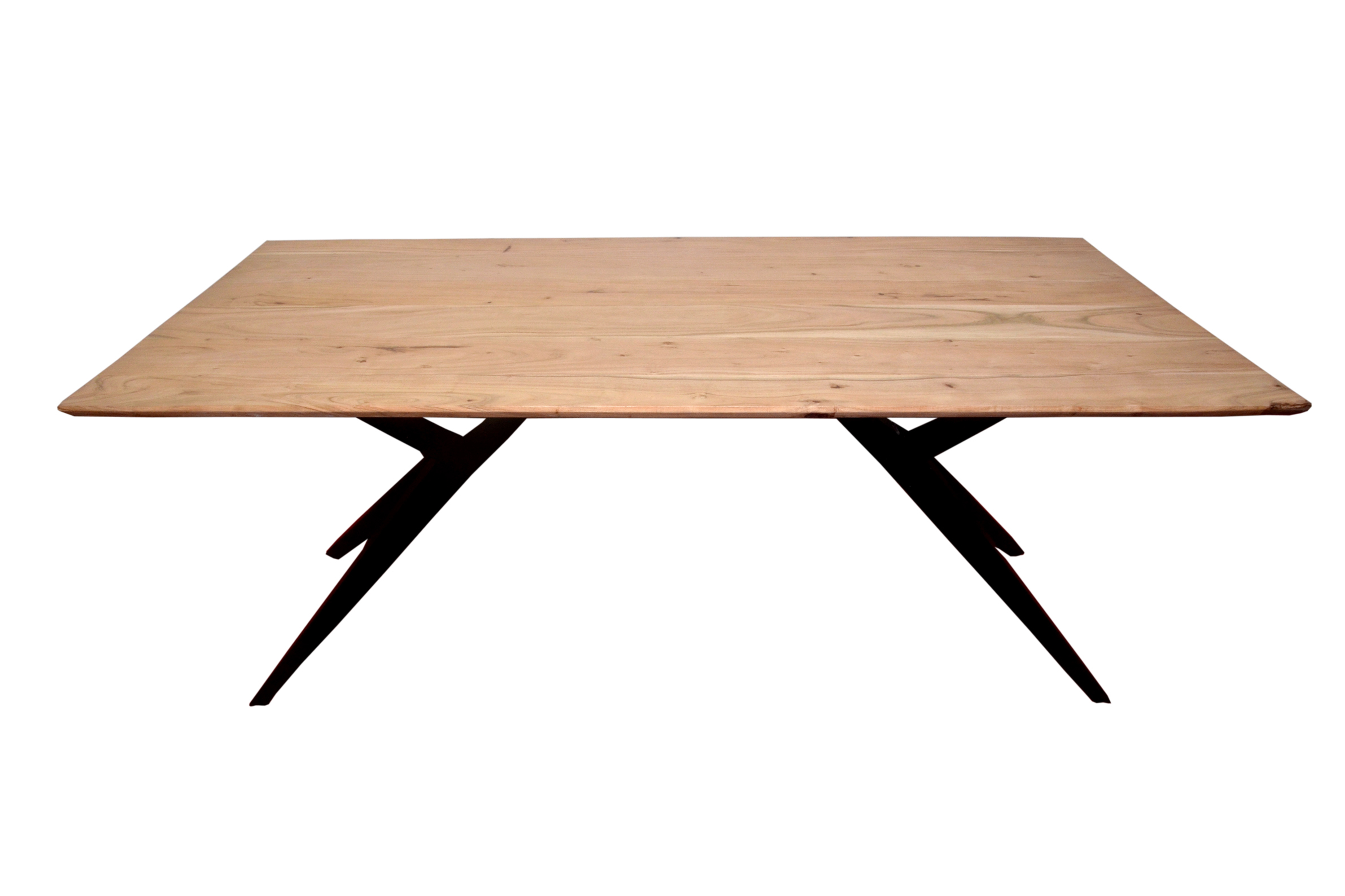 Esstisch Akazie Natur massiv schwarz 200 x 100 cm Schweizer Kante HEIDI