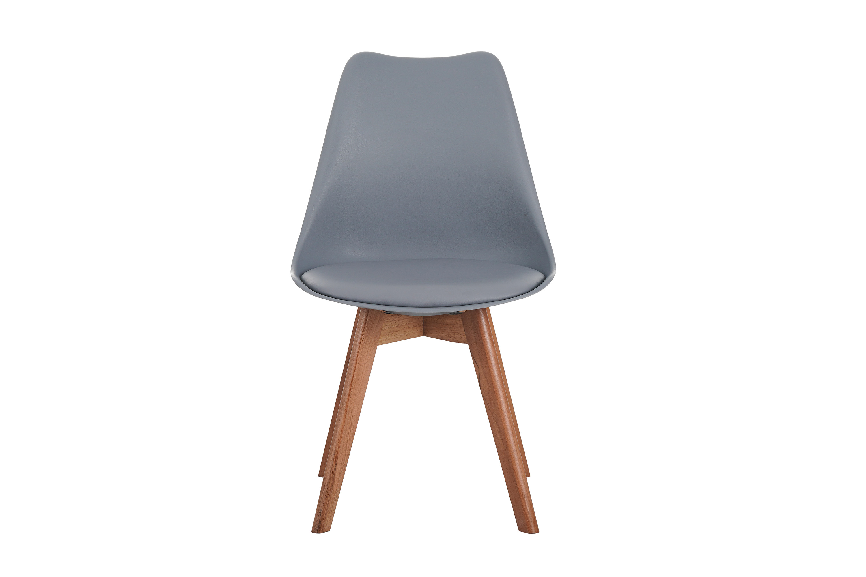 Esszimmer Schalenstuhl & Polster Kunstleder grau Stuhlbein Massivholz akazienfarben LOVELACE
