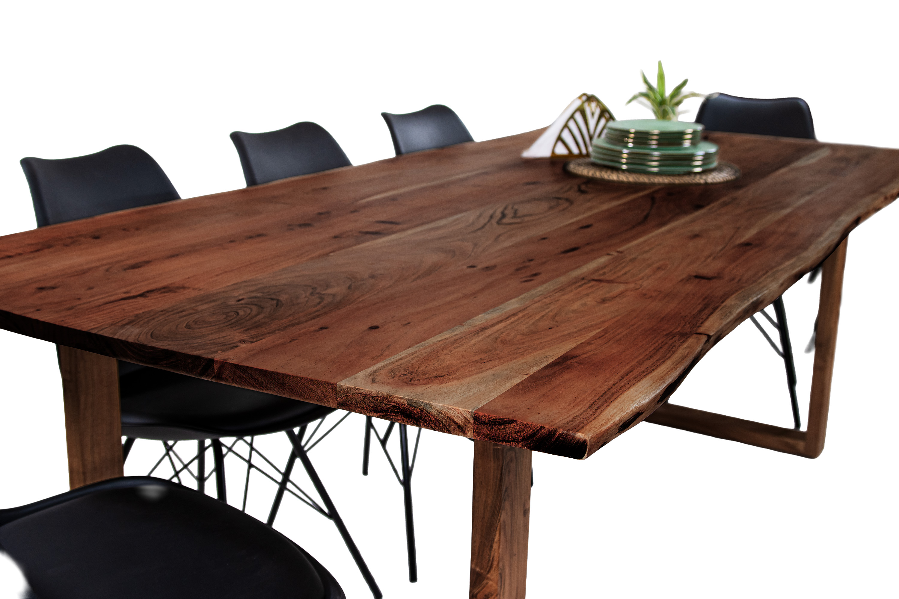 Esstisch Baumkante massiv Akazie nussbaum 220 x 100 cm U-Gestell Holz nussbaum GRAZ