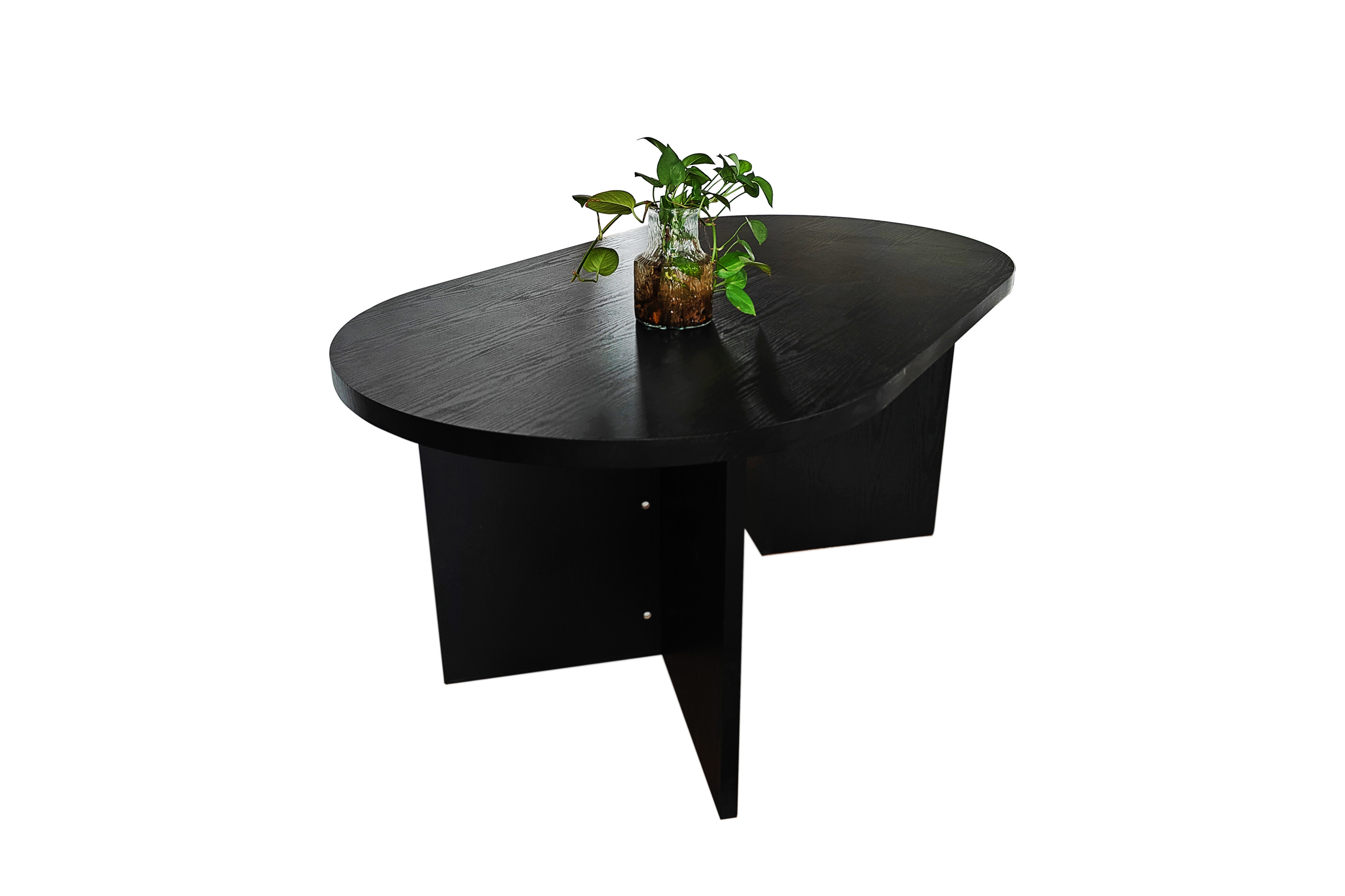 Esstisch 160 x 90 cm Holz Schwarze-Optik gerade Kante oval V-Gestell OVI