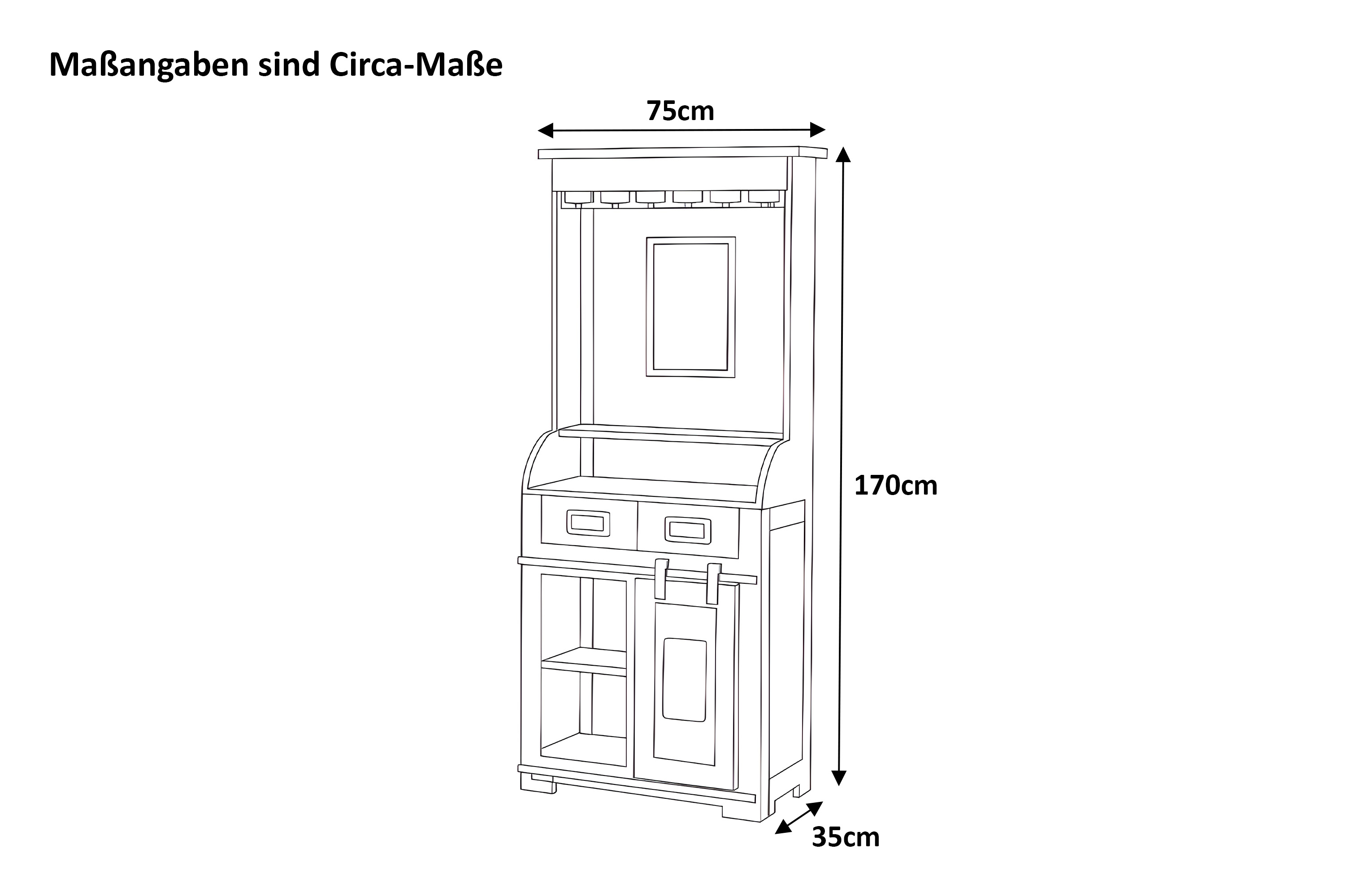 Weinschrank Holzschrank Akazie massiv 75 x 35 x 170 cm naturfarben LIBRO