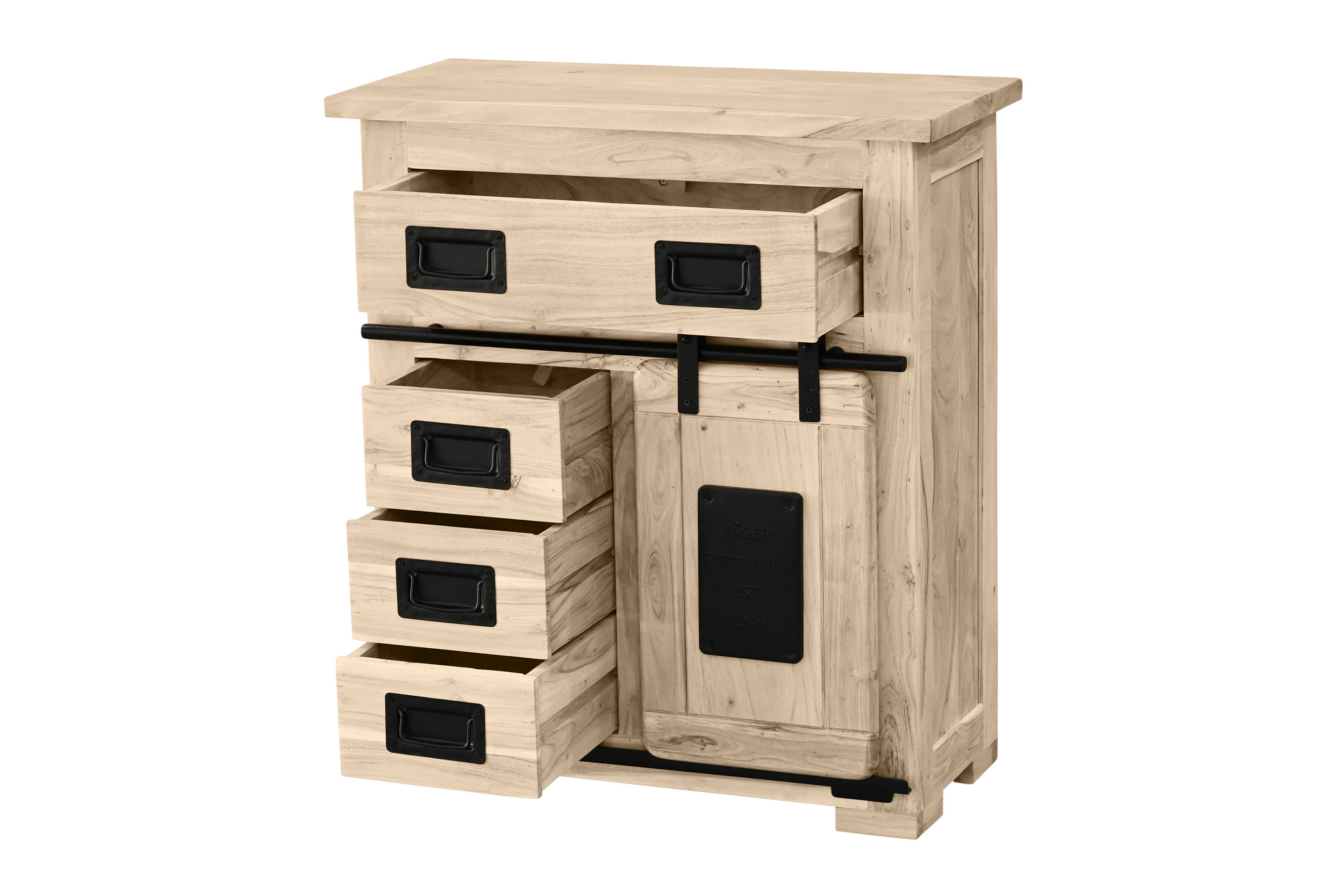 Sideboard Kommode Akazie massiv 75 x 35 x 85 cm eiche LIBRO