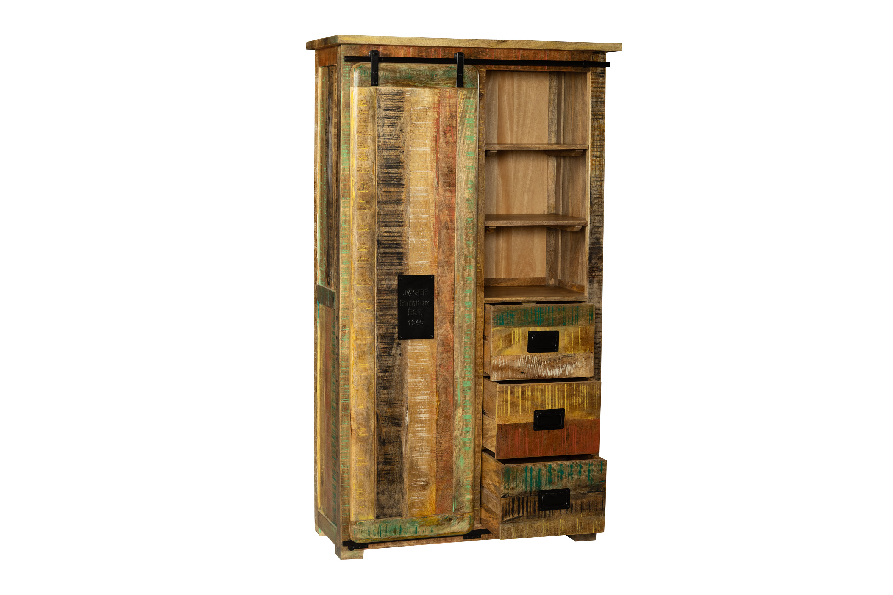 Kleiderschrank Mango massiv vielfarbig 175 x 100 x 45 cm LIBRO