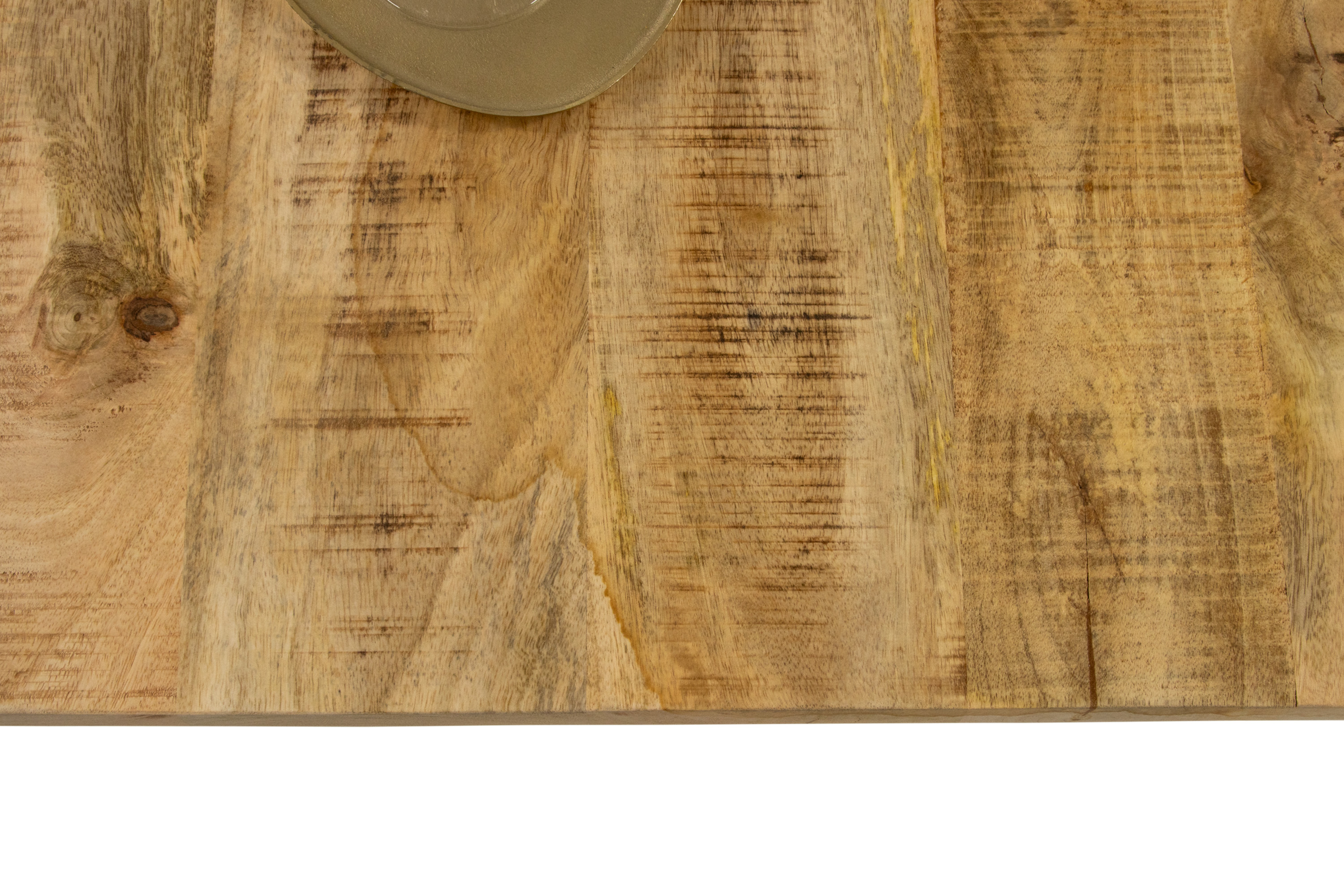 Bistrotisch Baumkante massiv 100 x 60 cm naturfarben Mango Doppelsäulengestell schwarz ISLA
