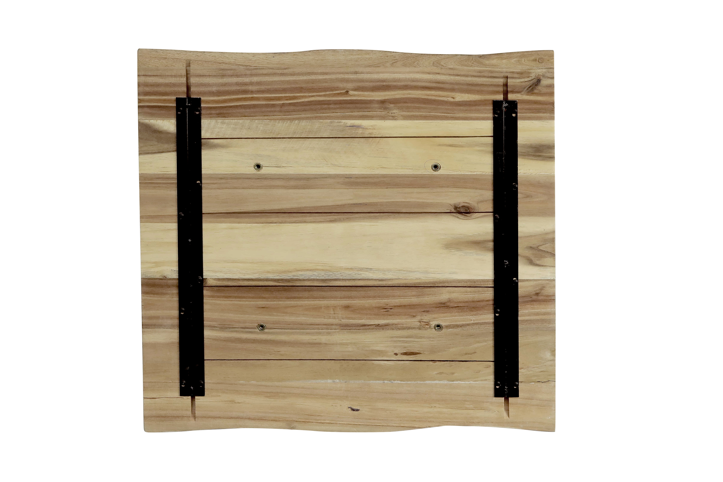Bistrotisch Baumkante massiv 60 x 60 cm Akazie naturfarben lackiert schwarz Säulengestell Iris