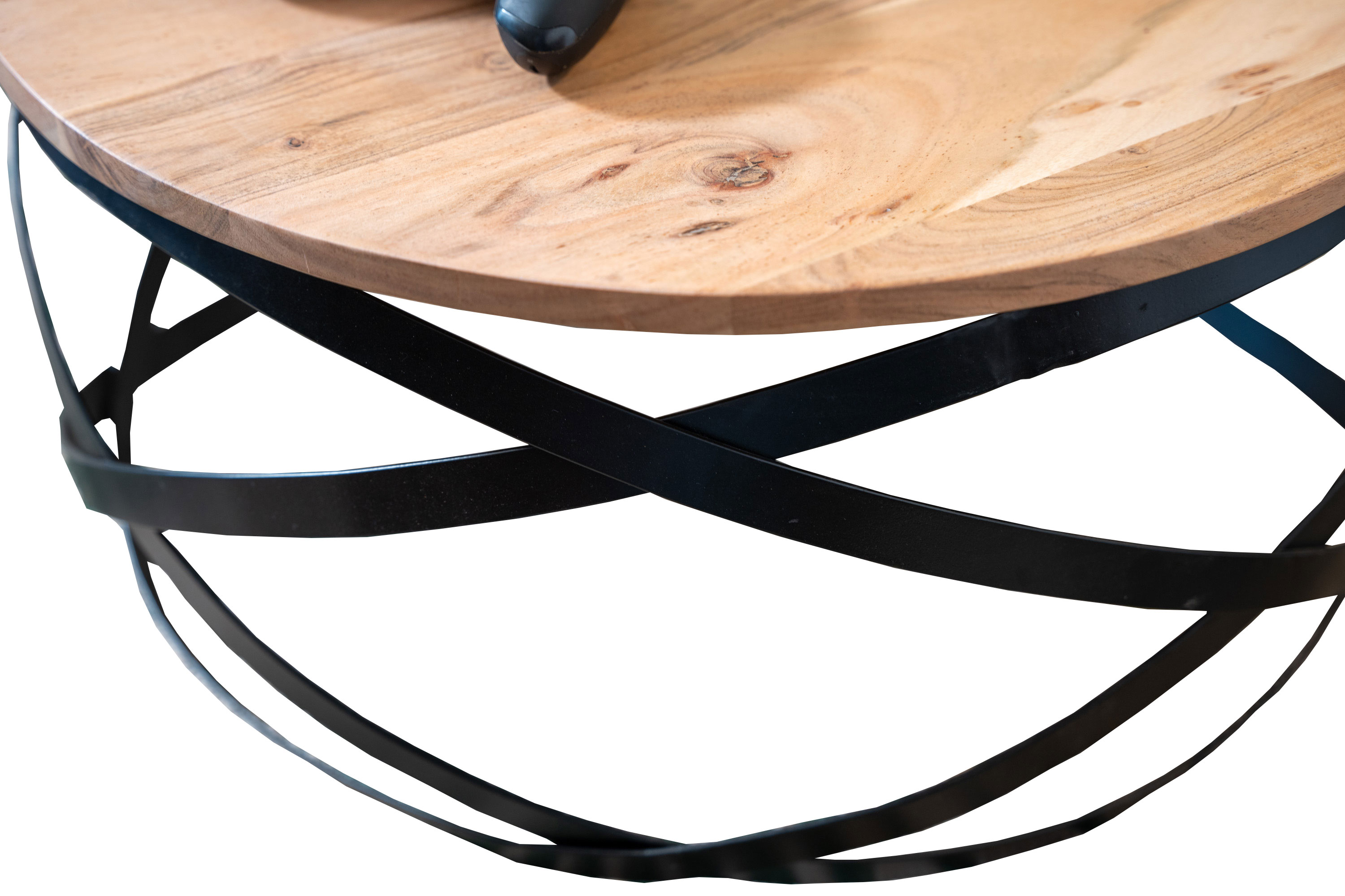 Couchtisch rund im Industrial-Design Akazie massiv 60 x 60 x 30 cm naturfarben Allison