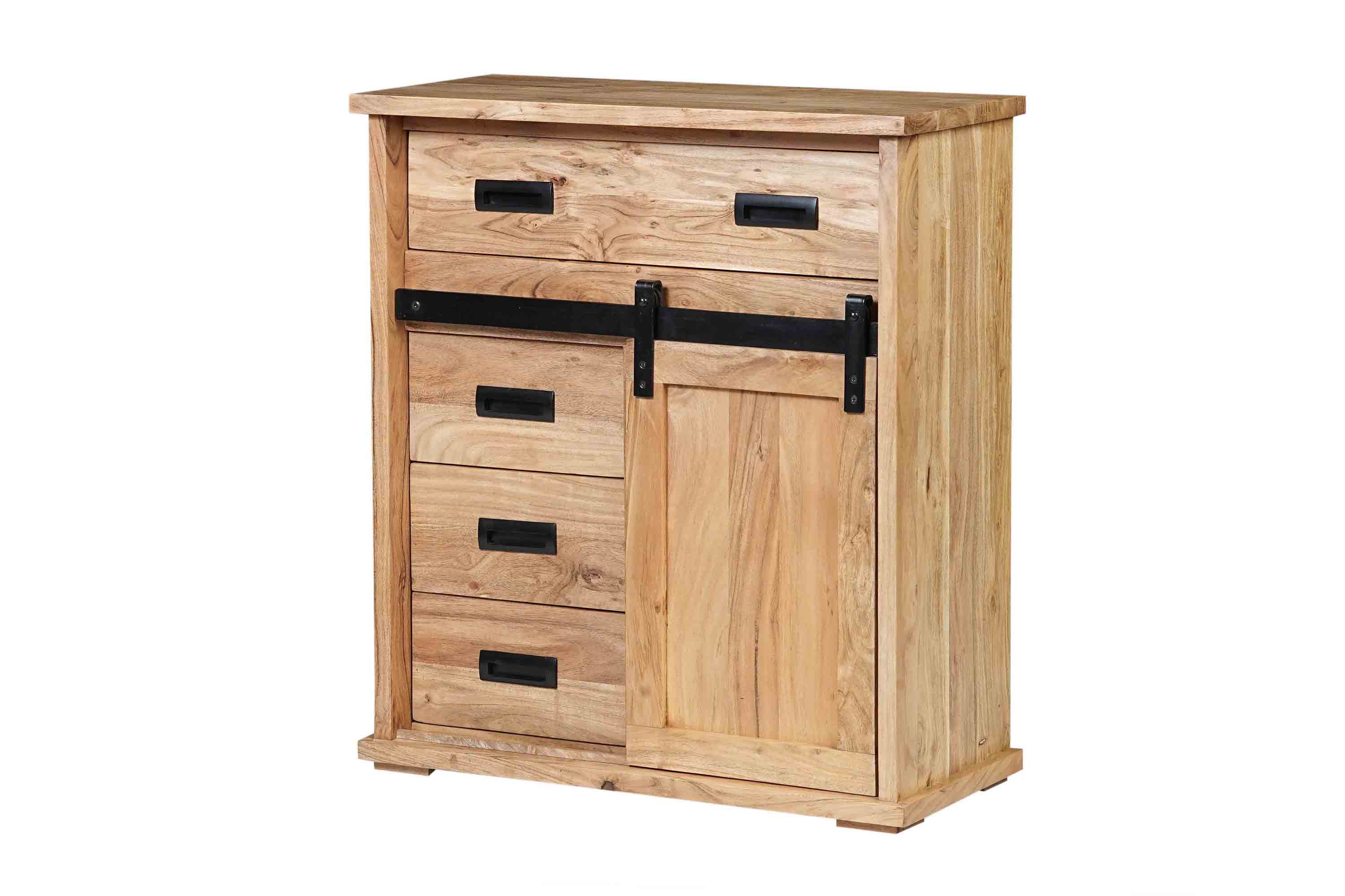 Sideboard 75 x 35 x 85 cm Akazienholz massiv naturfarben ohne Baumkante LIAN 6