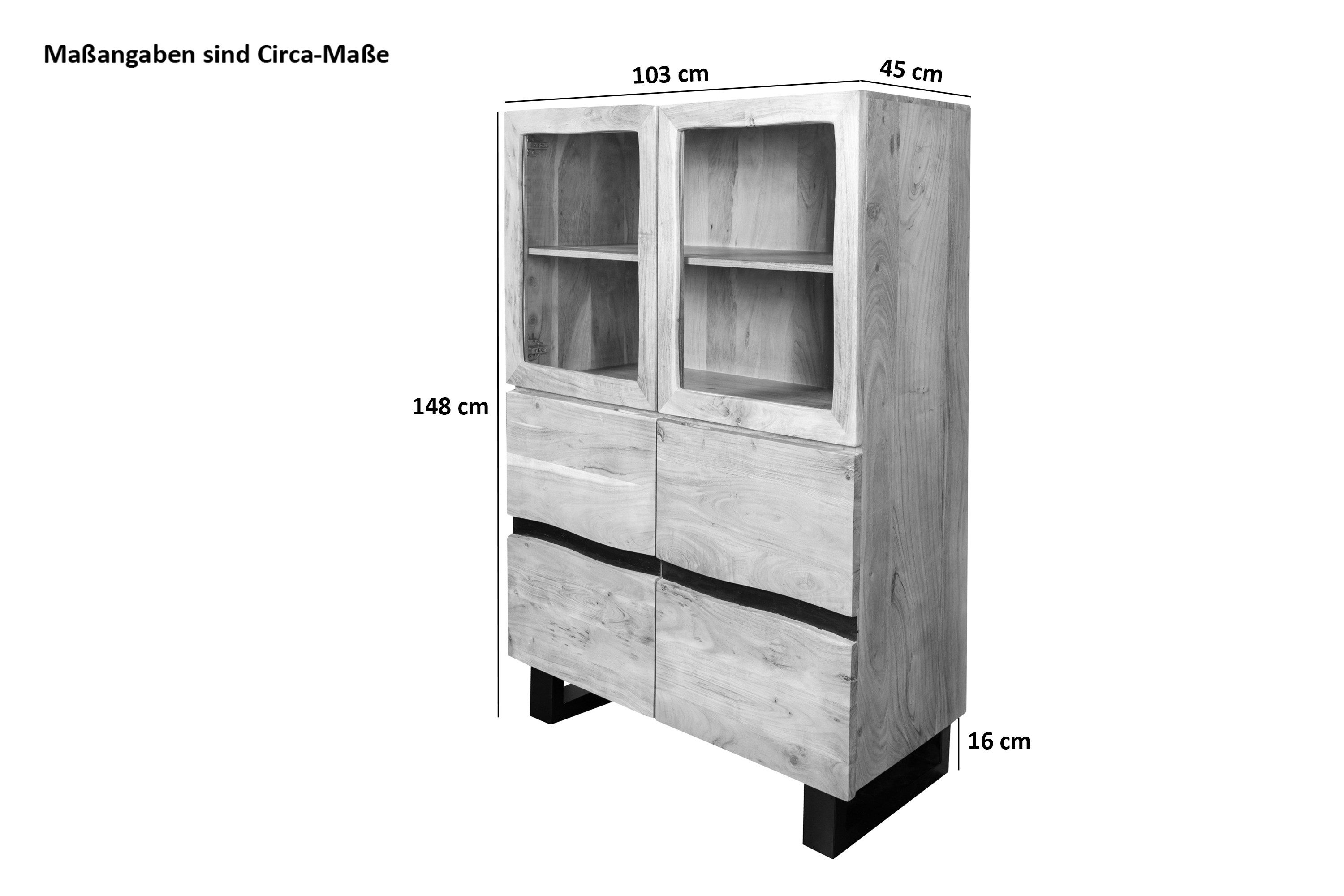 Highboard 103 x 148 cm Akazienholz naturfarben KYOTO I