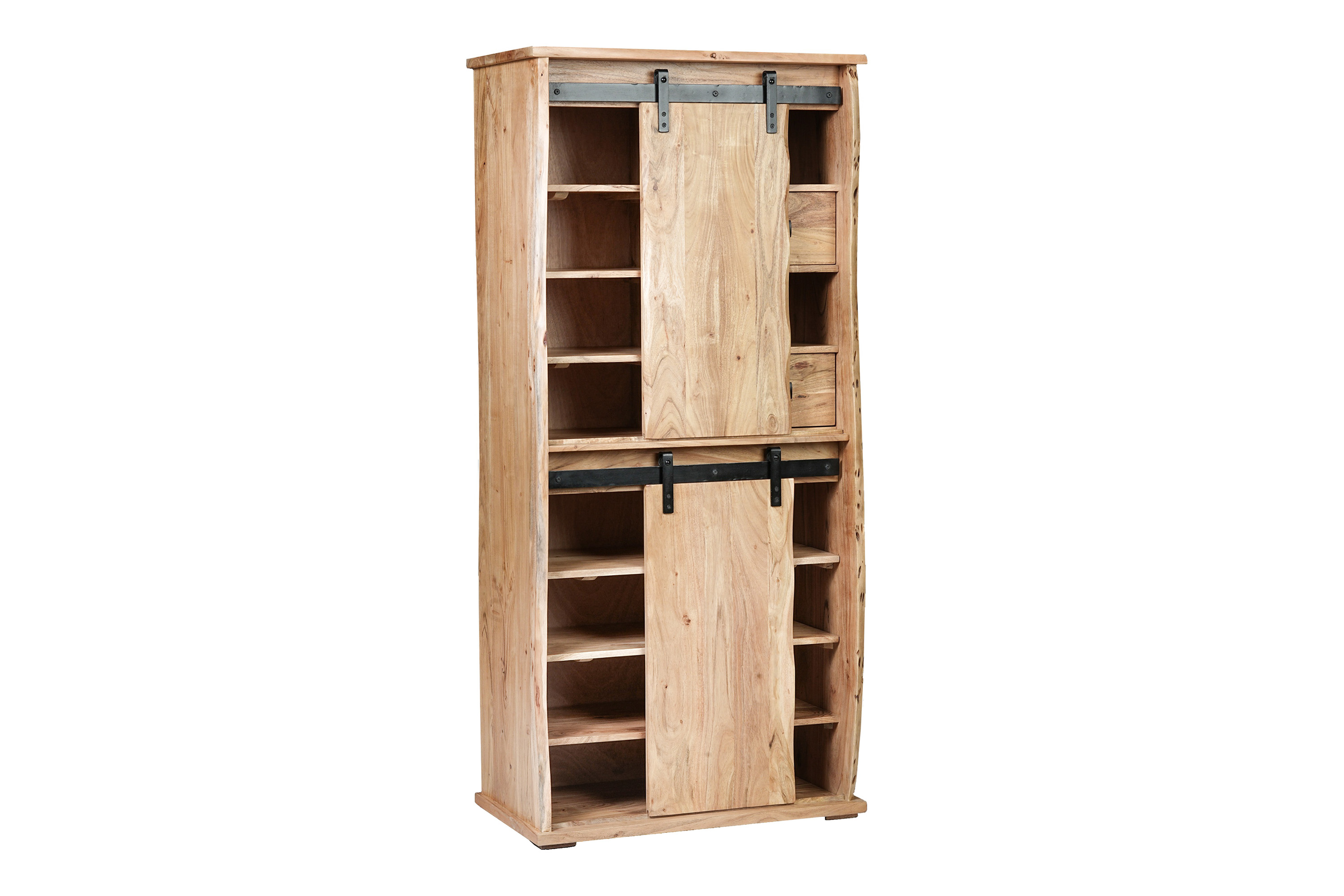 Highboard Baumkante 80 x 45 x 175 cm Akazienholz massiv naturfarben LIAN III